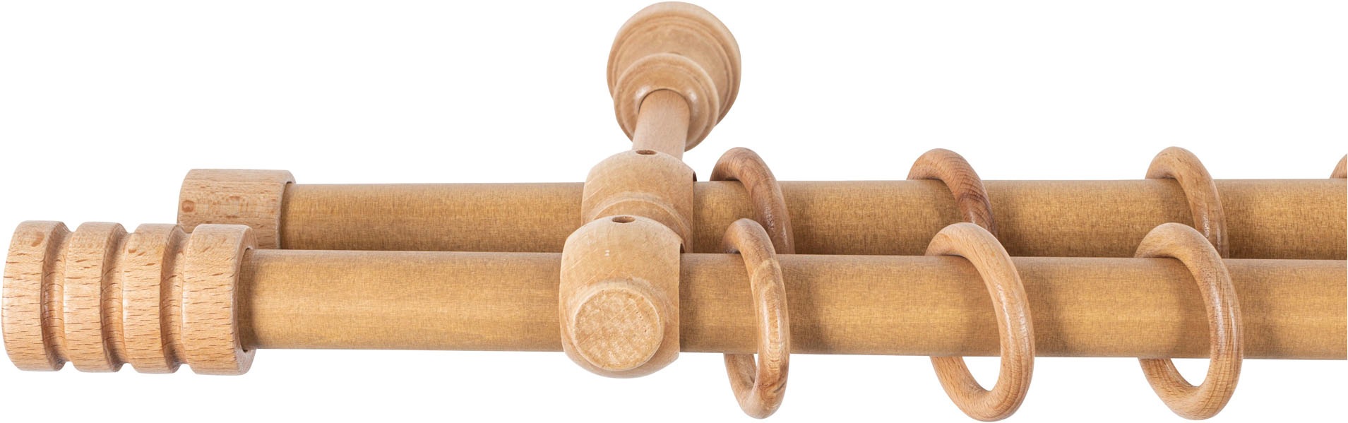 SN DECO GROUP Gardinenstange »Pisa« 2 läufig-läufig Fixmass 28 mm, Holz, verschiedene Längen und Farben, Komplettset