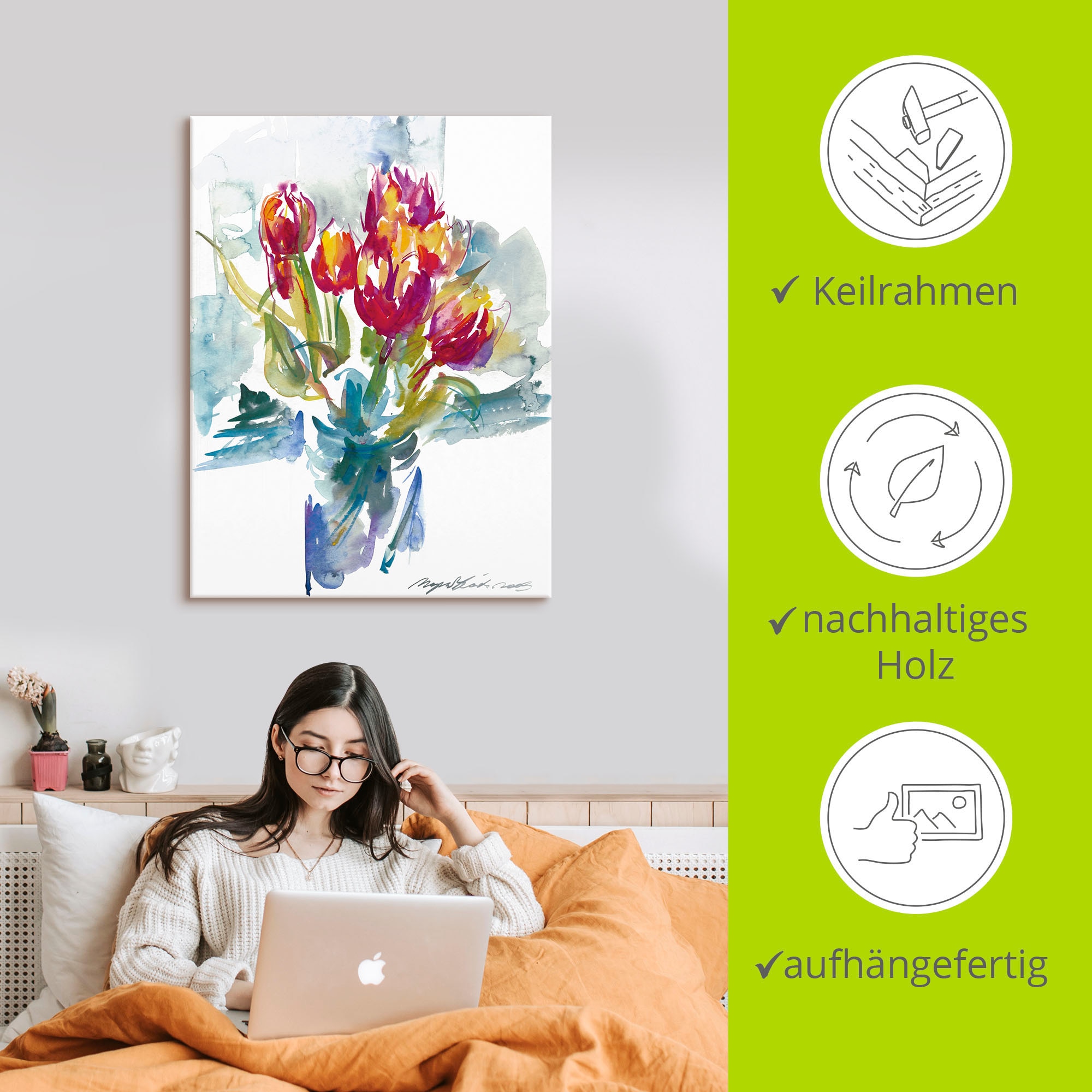 Artland Tableau sur toile »Blumenstrauss I« 1 cuis tlg. als Leinwandbild, Poster in verschied. Grössen