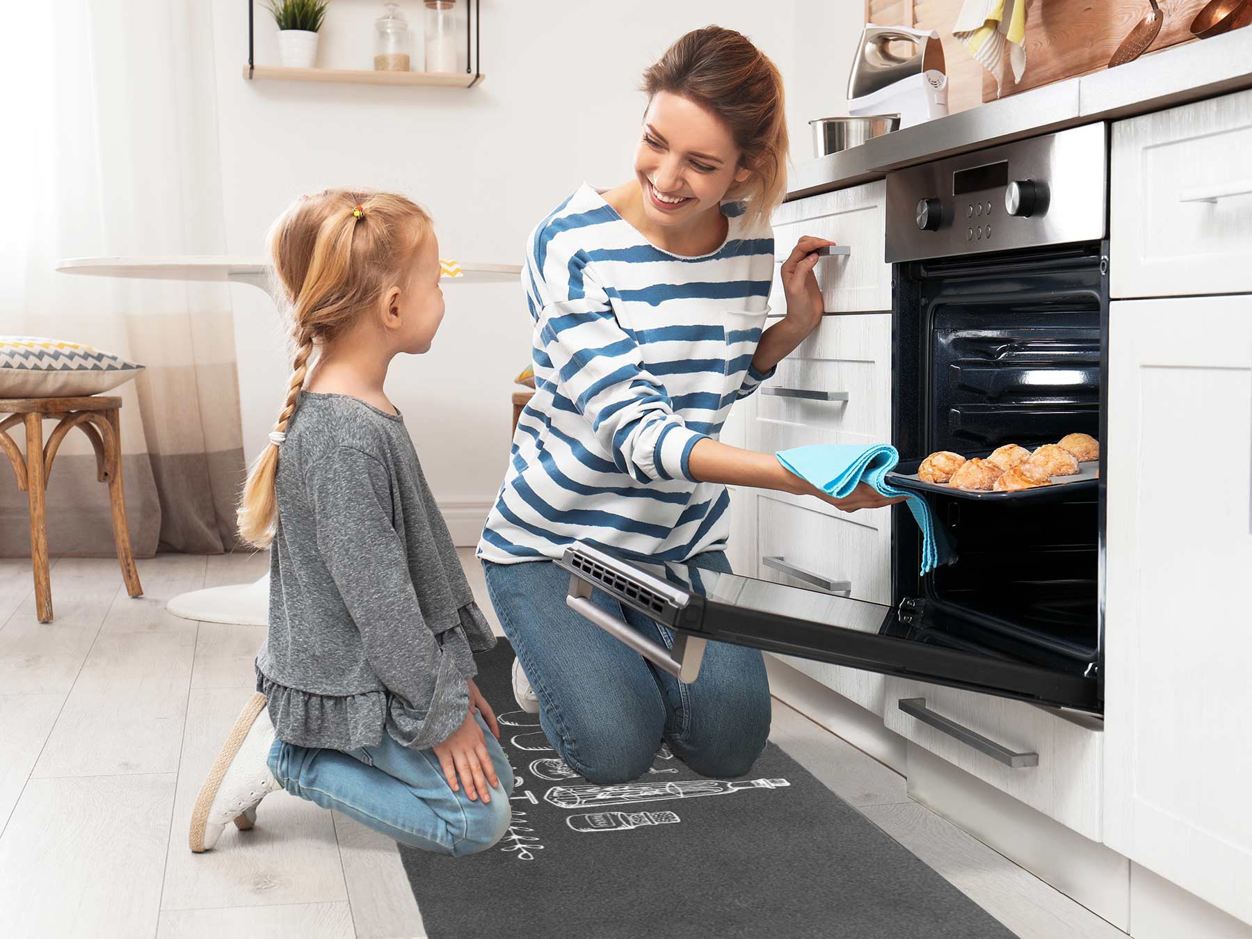 Primaflor-Ideen in Textil Chemin de cuisine »HEART OF THE KITCHEN, Made in Belgium« Rectangulaire 6,5 mm Höhe mit Schriftzug, Grösse 50x150 cm, rutschhemmend