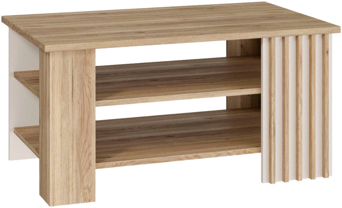 FORTE Table basse »Forte Arank Coffee Table 100x50, 2 Ablageböden« L/H/P 100/50/60 cm, aspect lamelles