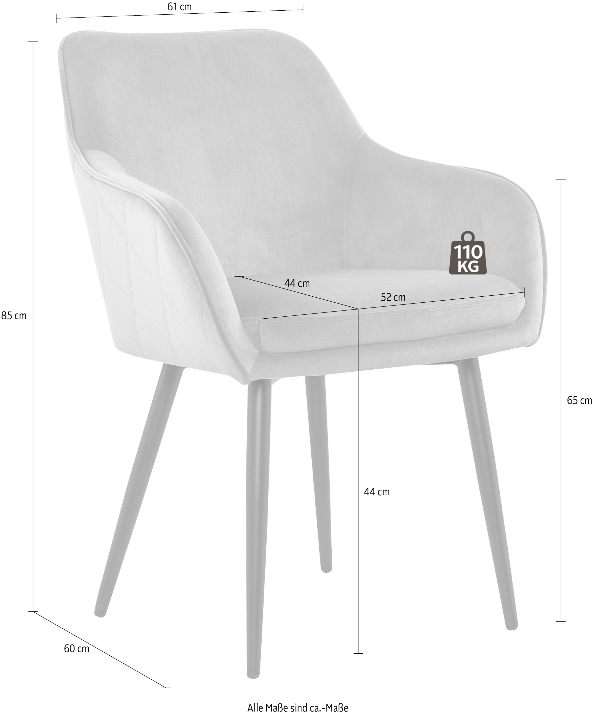 SalesFever Armlehnstuhl »Komfortabler Esszimmerstuhl mit Stil« () mit Diamantsteppung auf der Rückseite