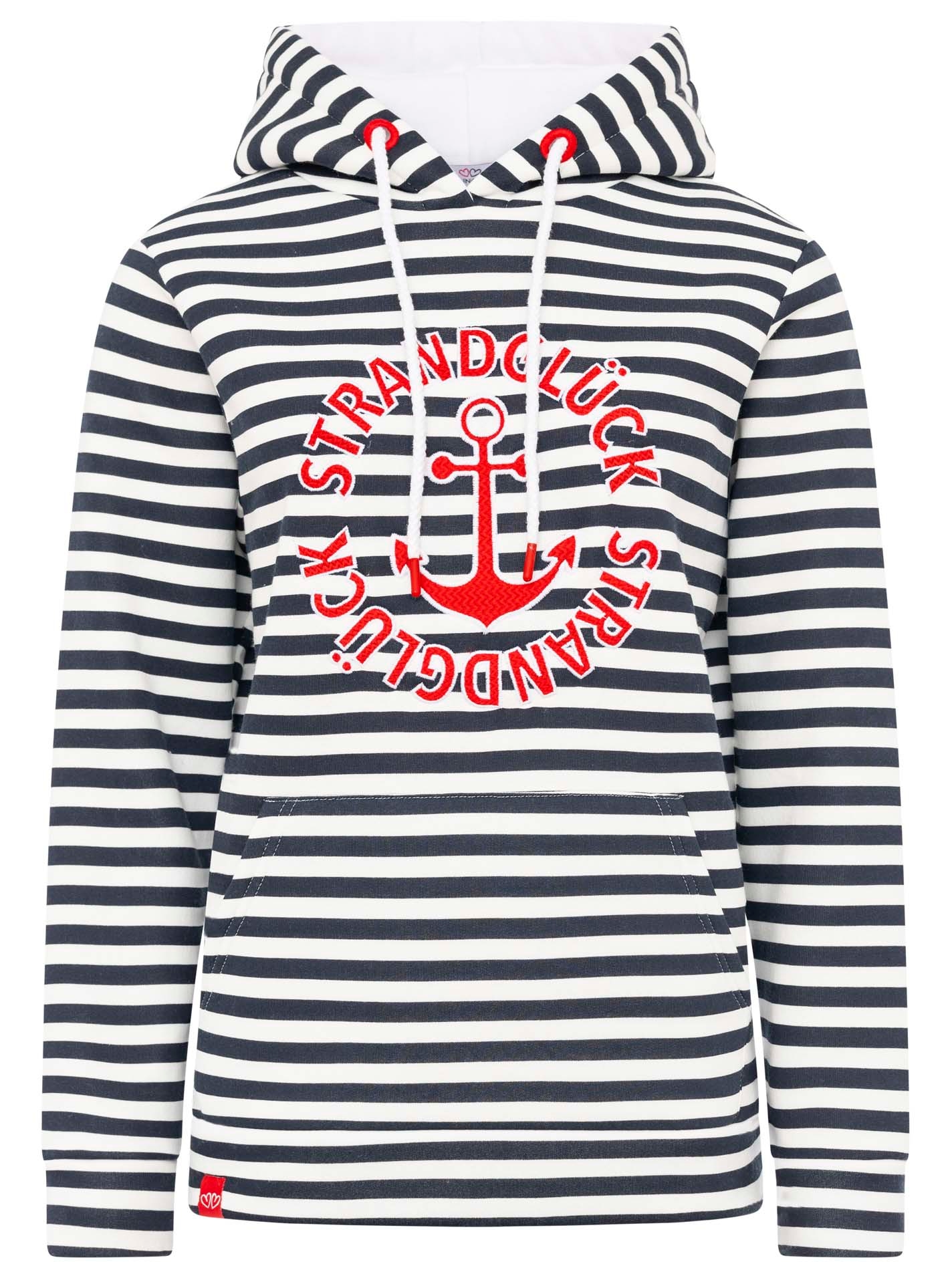 Zwillingsherz Kapuzensweatshirt »"Streifen Strandglück"« gestreift, Stickererei vorne, Kordelzug; Tasche