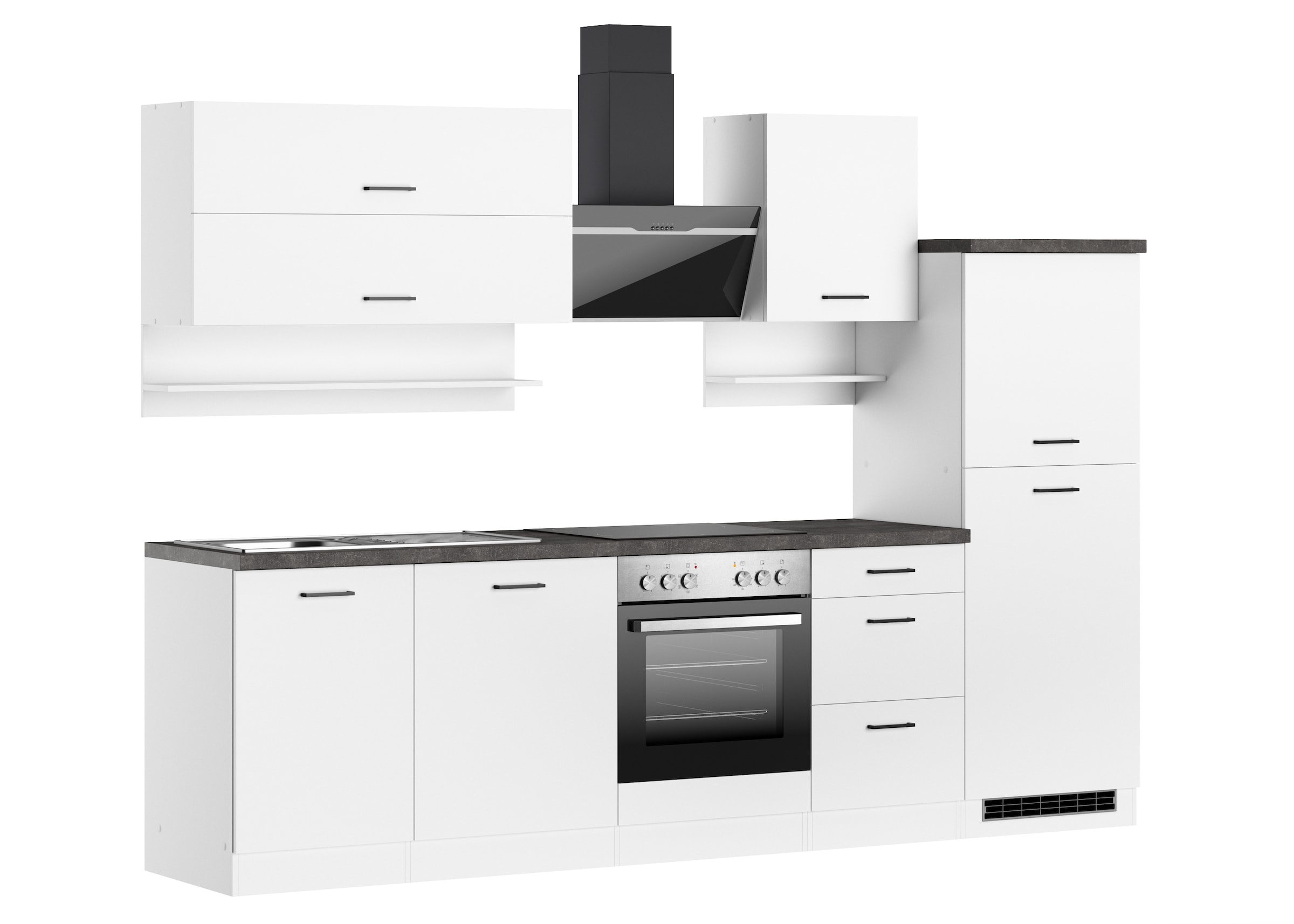 KOCHSTATION Kitchenette »KS-Frieda Breite 280 cm« au choix avec appareils électriques, avec plan de travail épais de 38mm