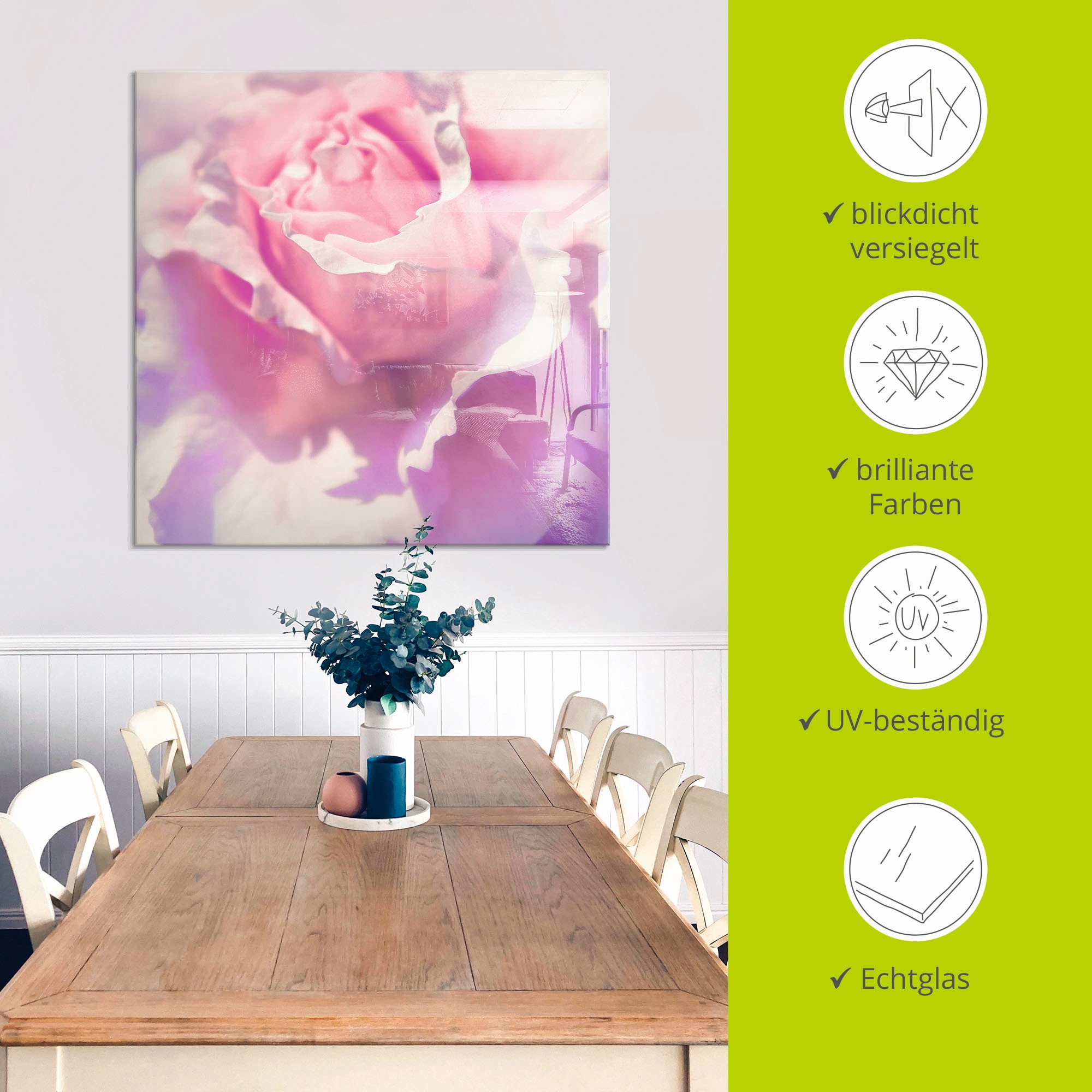 Artland Glasbild »Rosa« 1 Stk. tlg. in verschiedenen Grössen