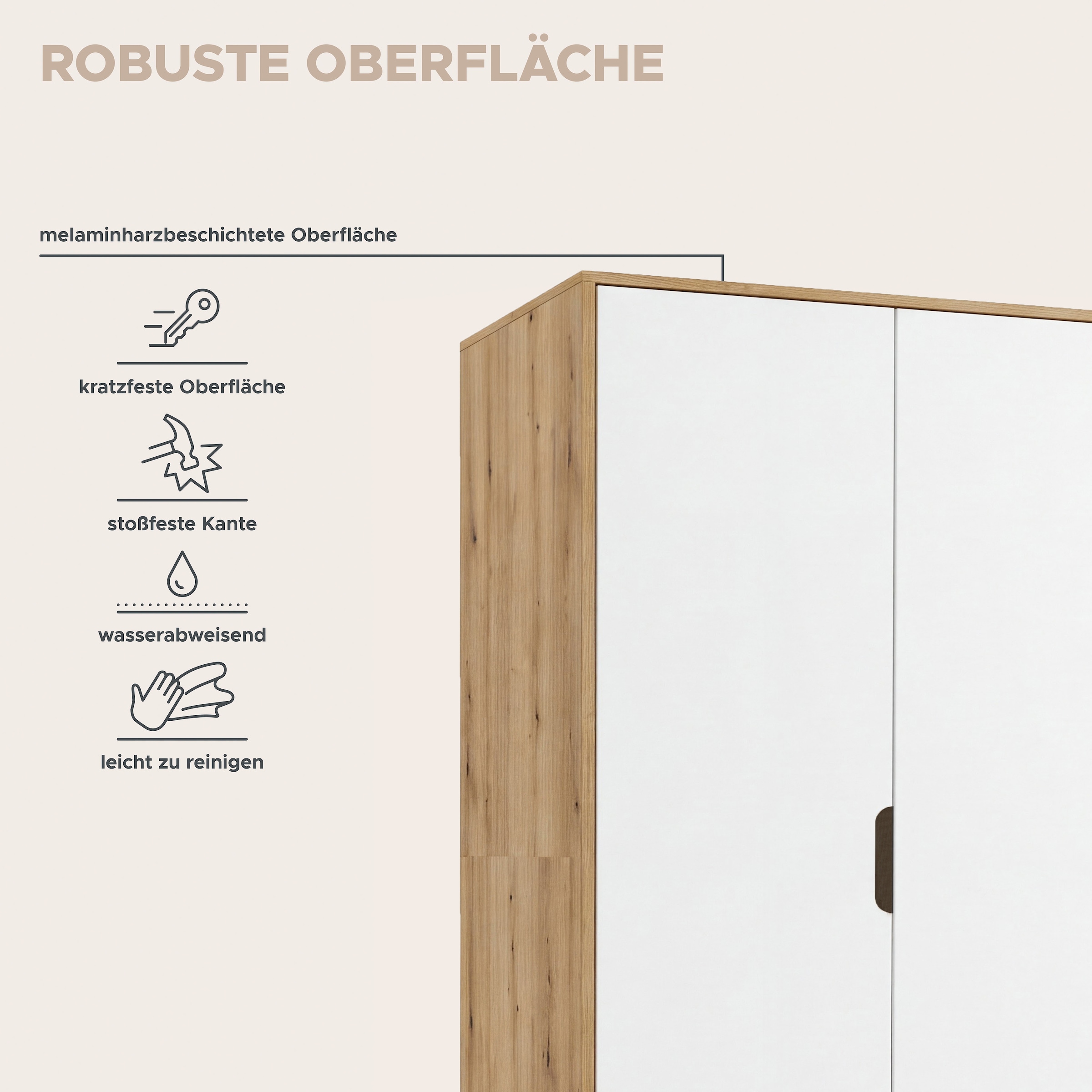 GOODproduct Kleiderschrank »TALVINNA, Schlafzimmerschrank,Garderobenschrank,Schrank,Dielenschrank« 2-türig, Breite 81cm, 1 Kleiderstange, 1 fester Boden