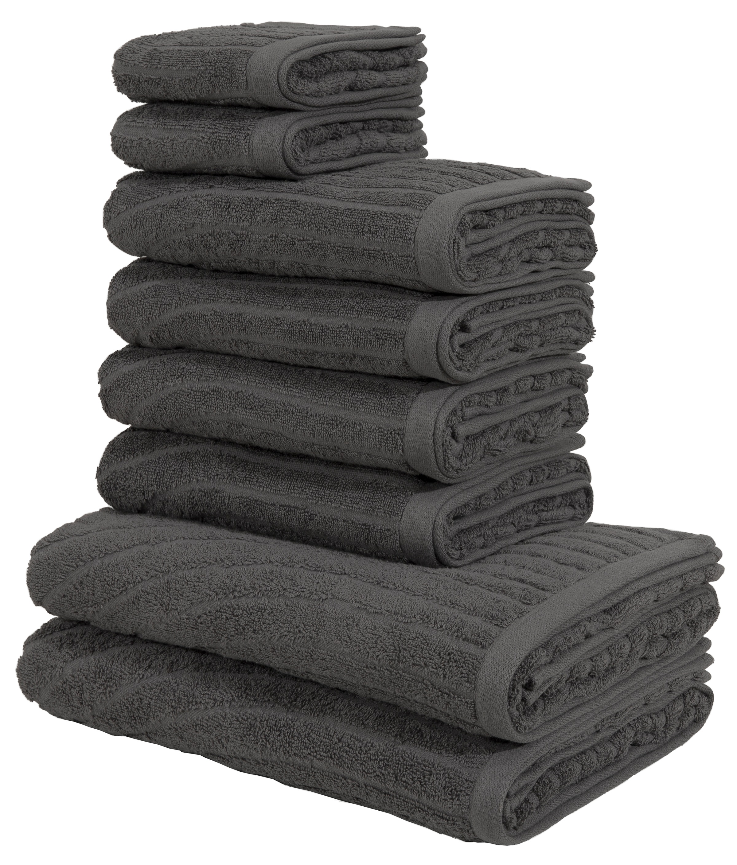 my home Set de serviettes »Handtuchset Ognon, Duschtücher, Handtücher, Gästetücher, Zen« Set 8 Frottee mit Muster, Scandi, Boho, einfarbiges Handtuch-Set 100% Baumwolle