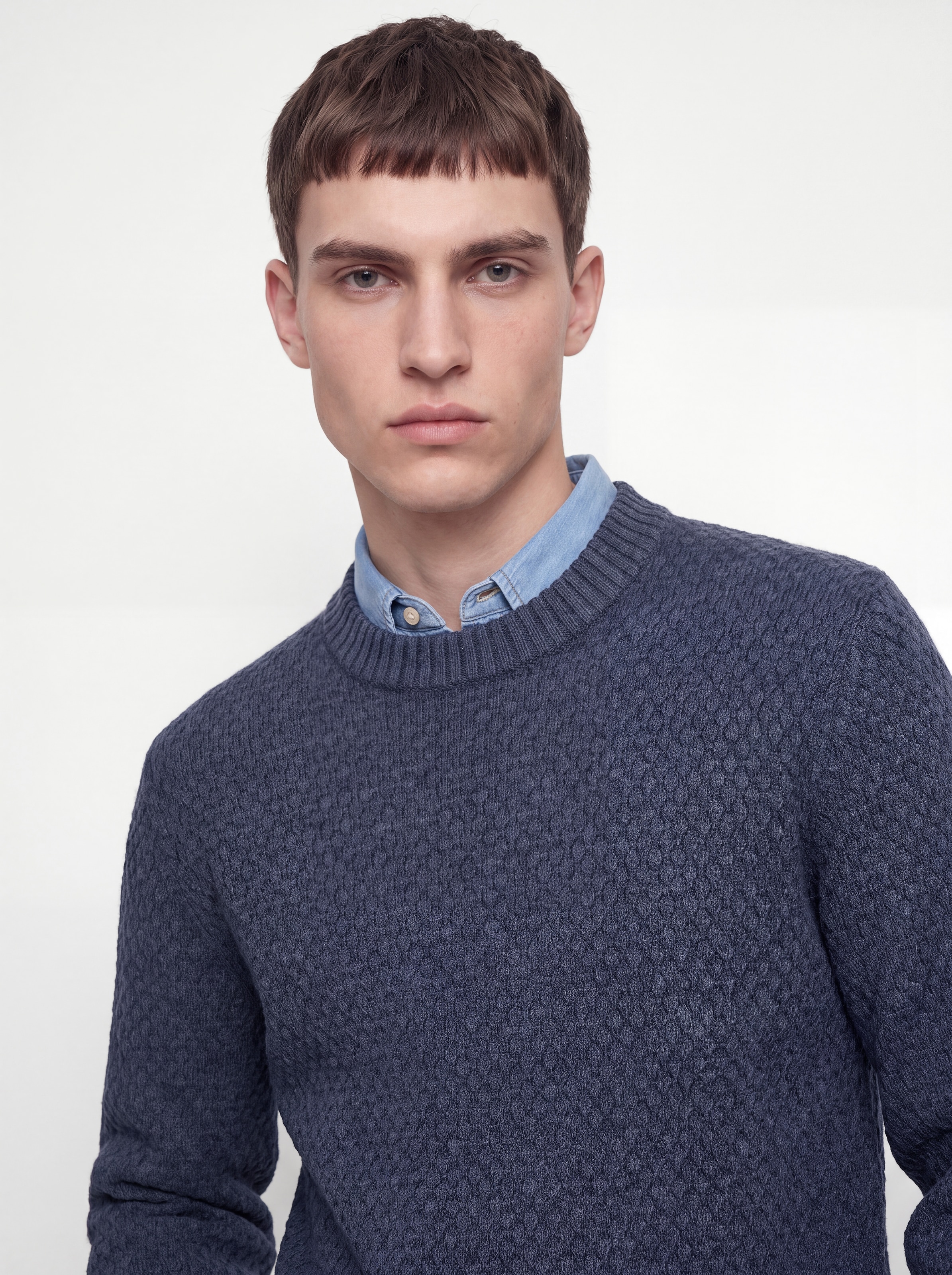 Jack & Jones Pull à col rond »JJBLAKE KNIT CREW NECK SN« Materialmix, relaxed fit