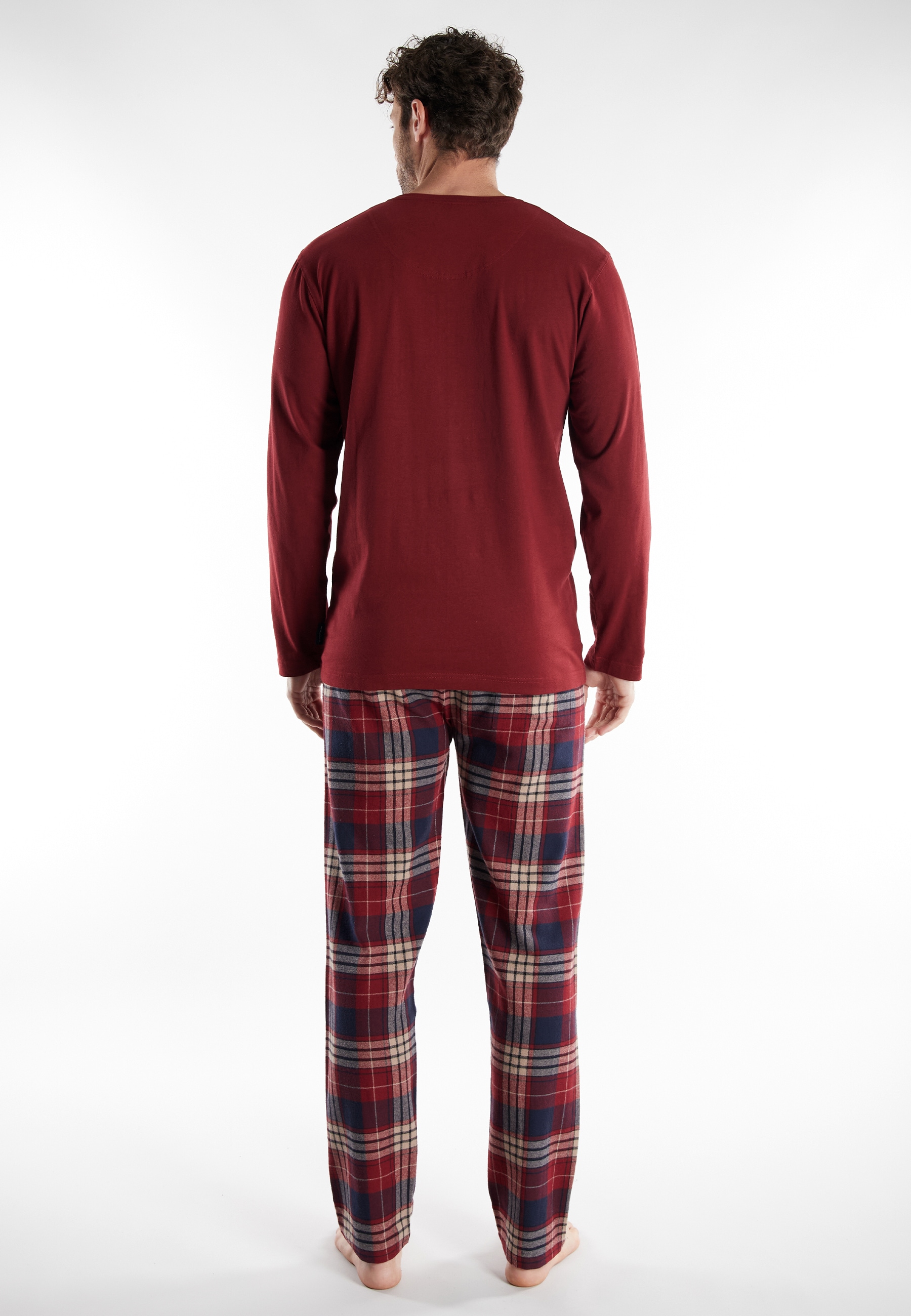 TOM TAILOR Schlafanzug »Rhodos« 2 tlg. Langarm, Rundhalsausschnitt, mit Knöpfen, kariert, Baumwolle