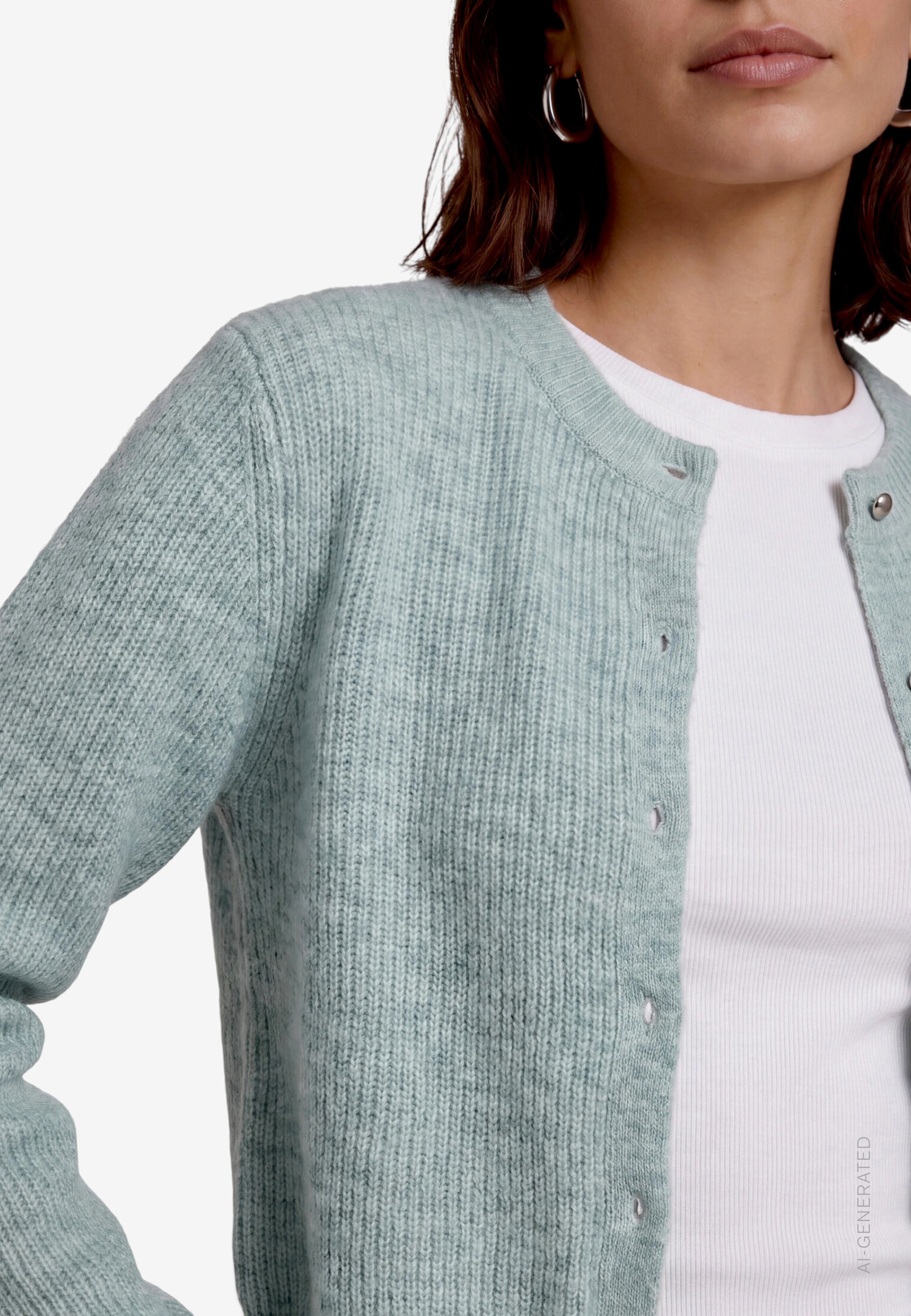 Zero Strickjacke Cardigan mit Rundhals / Knopfleiste / mit Wolle
