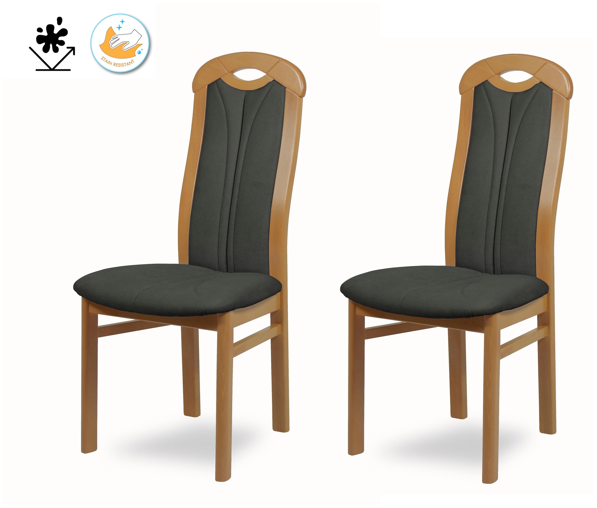 Home affaire Chaise à 4 pieds »ALEX, Stuhl,Armlehnstuhl« () 2 cuischaise, fauteuil avec accoudoirs, version avec et sans tissu déperlant