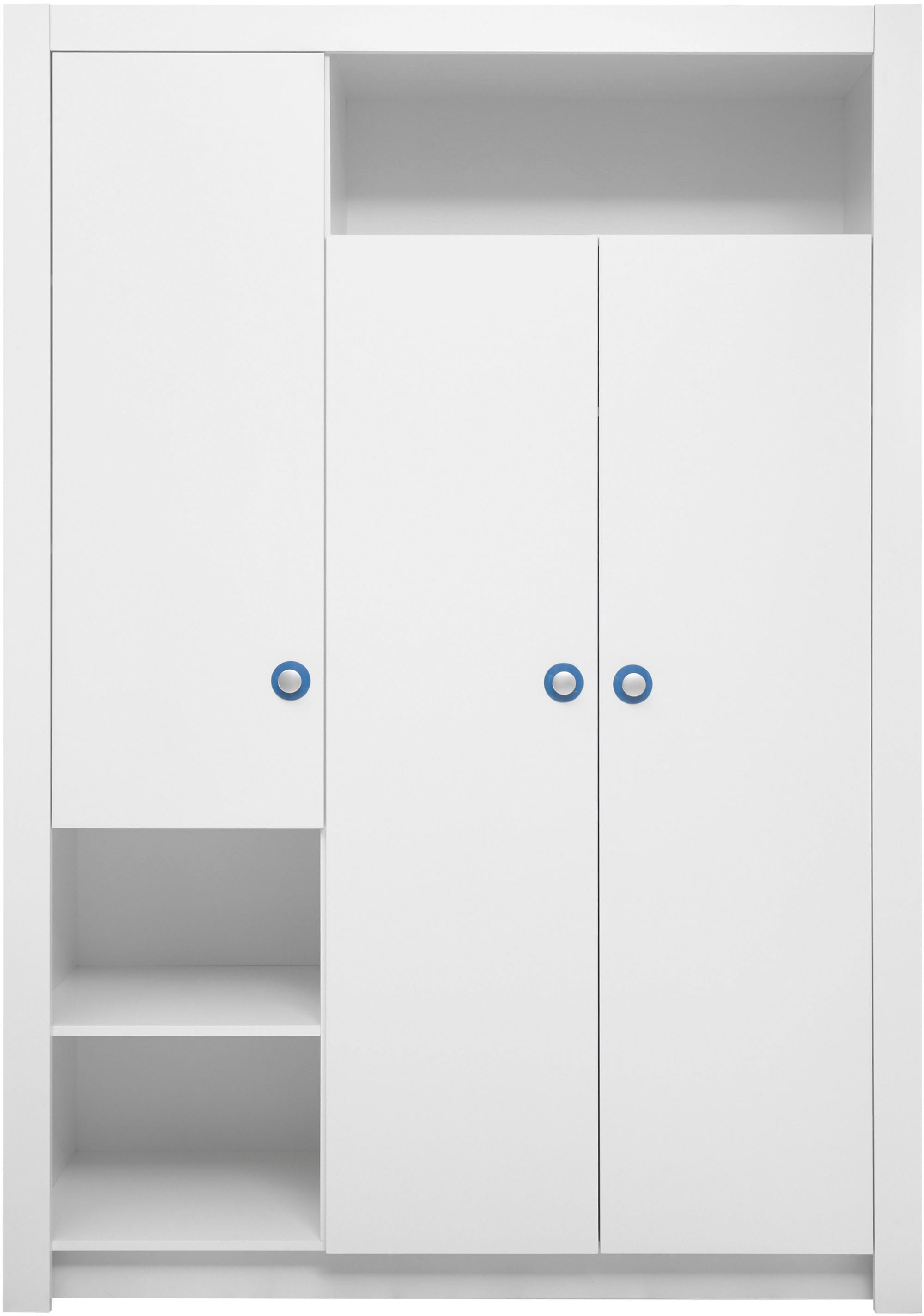 Begabino Drehtürenschrank »Paula Kinderzimmerschrank Kleiderschrank« 3-trg. Weiss, Schrank mit offenen Fächer