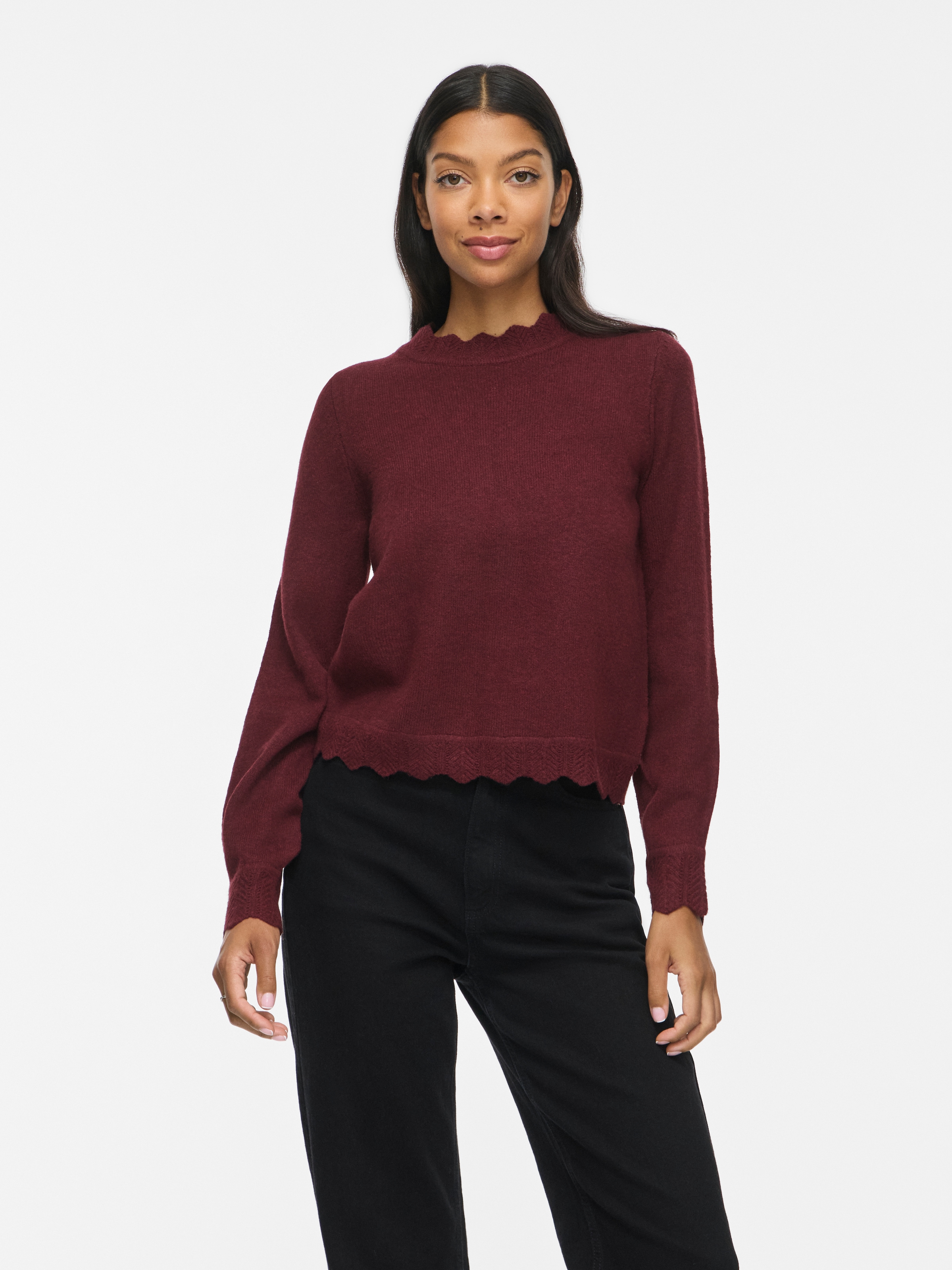 Vila Pull en tricot »VINIKOLINA O-NECK L/S KNIT TOP - NOOS« mélange de matériaux, coupe régulière