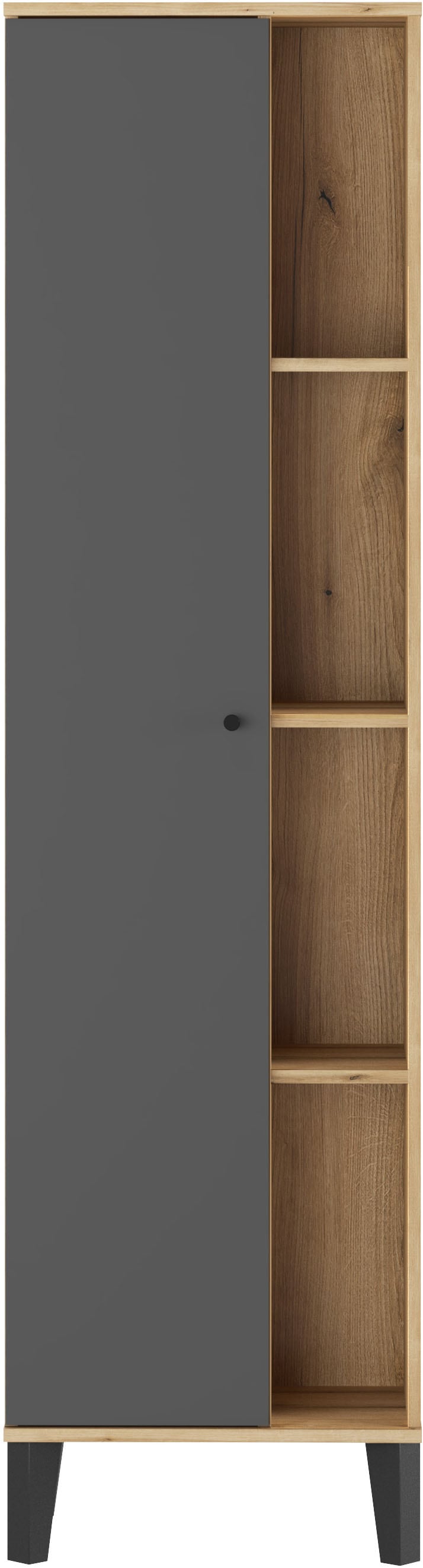 INOSIGN Stauraumschrank »Oslo, Badschrank mit Knopfgriff, Hochschrank im skandinavischen Design« in der Türfarbe Weiss oder Grau verfügbar, ausreichend Stauraum