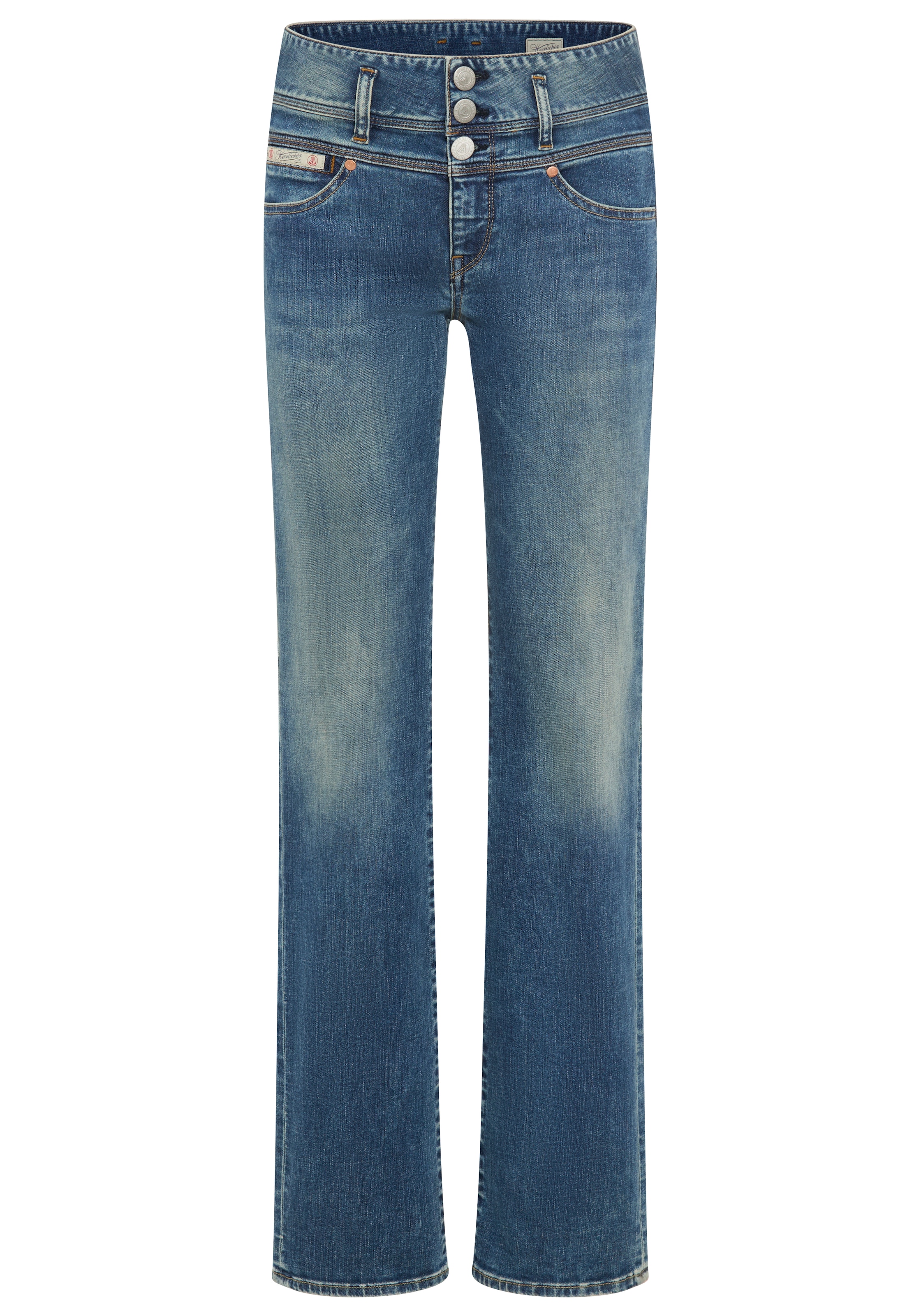 Herrlicher High-waist-Jeans »Raya New Straight Denim« im Straight Fit, 3-Knopf-Verschluss