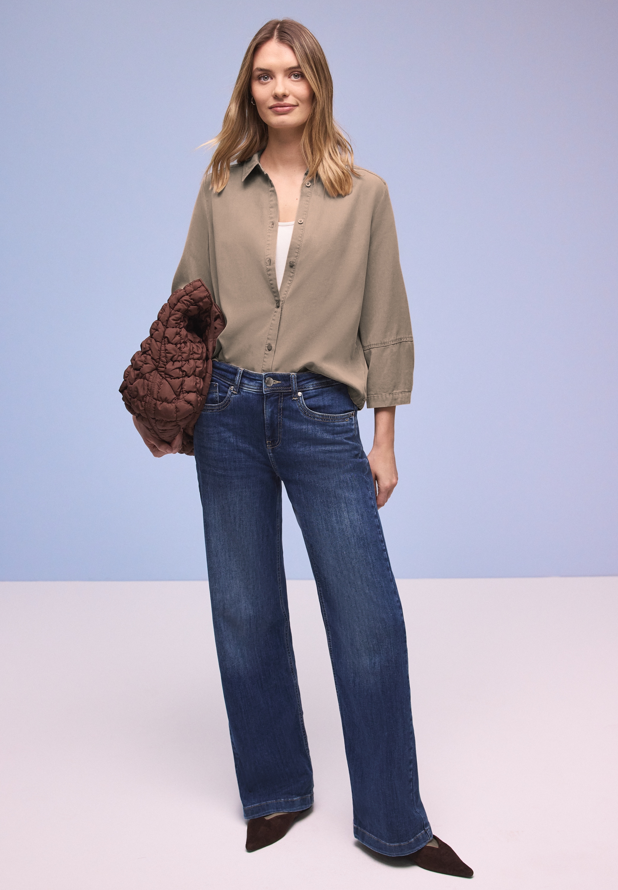 STREET ONE Blouse chemise im Washed-Look, 3/4-Arm