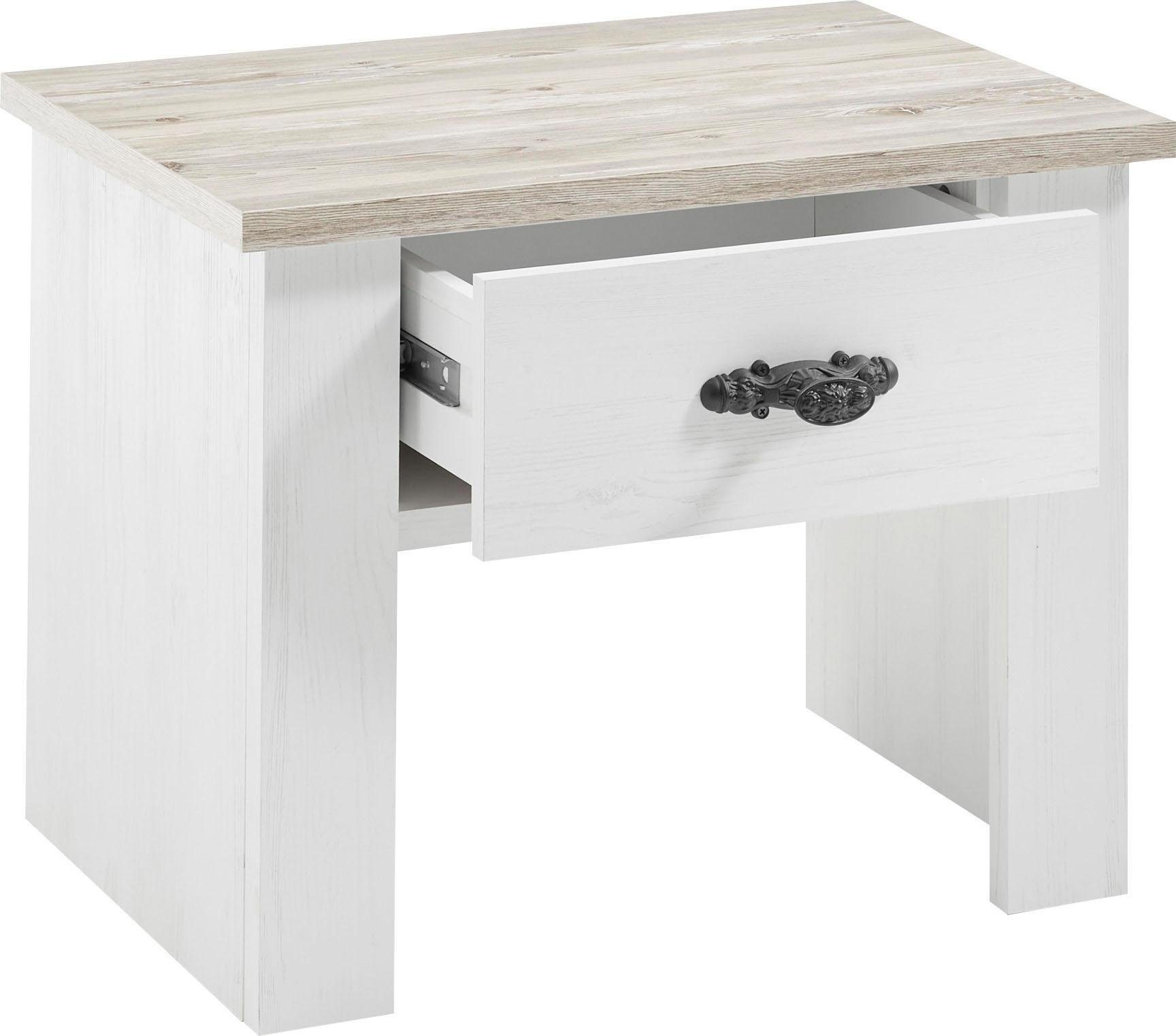 Home affaire Table de nuit »Florenz Nachtschrank Seitenschrank Kommode BESTSELLER« mit schön verzierten, aussergewöhnlichen Metallgriffen Nachttisch