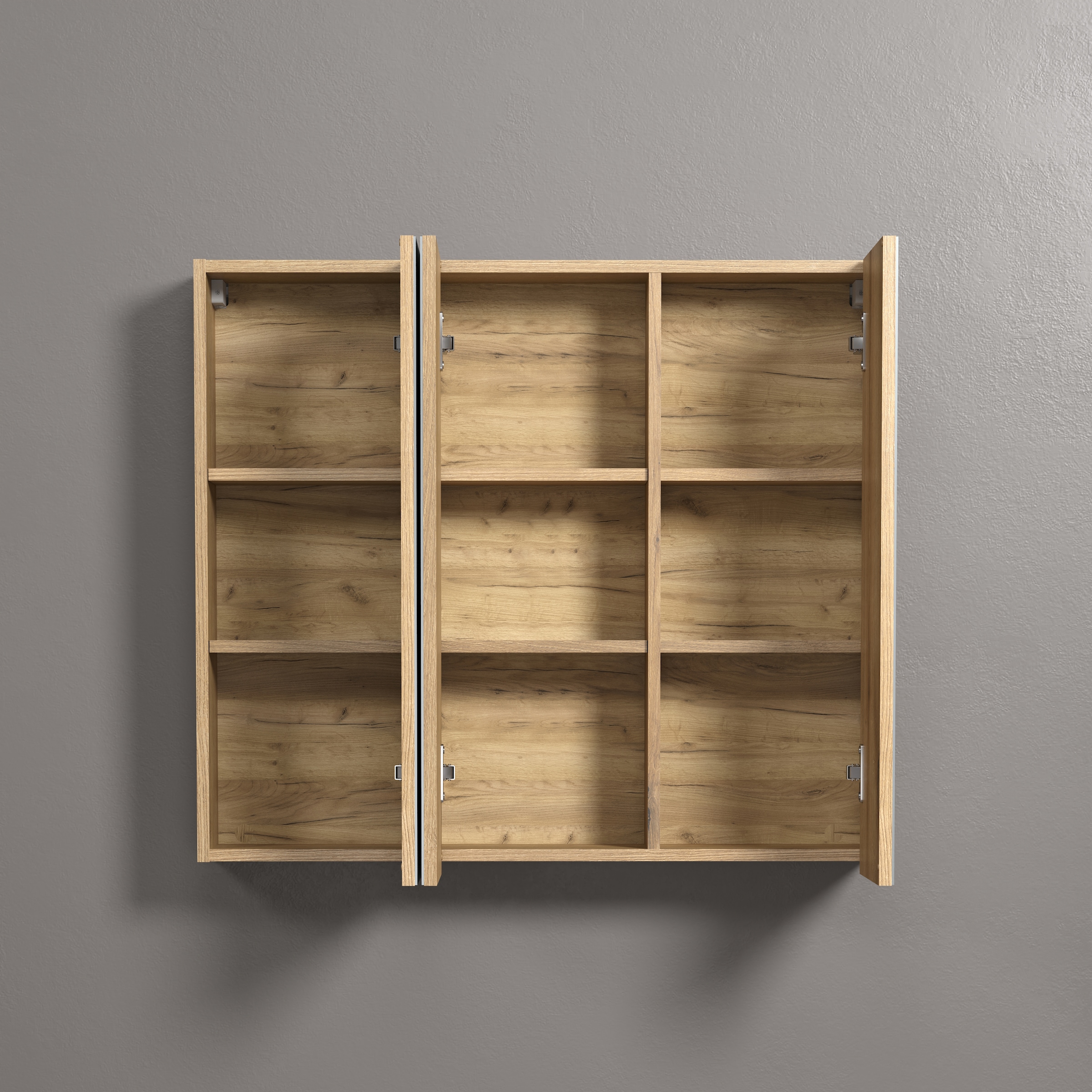 welltime Spiegelschrank »Amrum« 1 Stk. tlg. 3-Türiger Badspiegel mit Stauraum - Masse (B/T/H) 90/20/80 cm