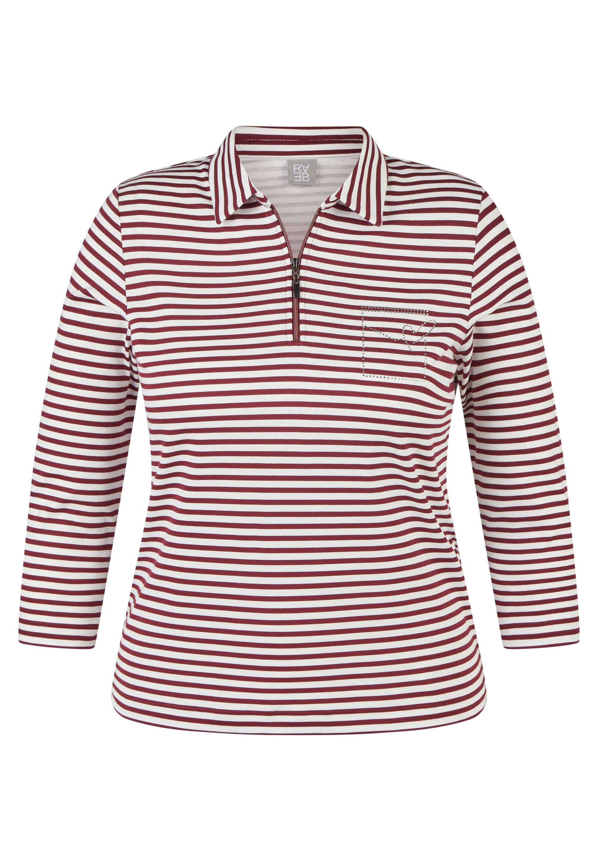 Rabe T-shirt à manches 3/4 avec col de chemise et fermeture éclair