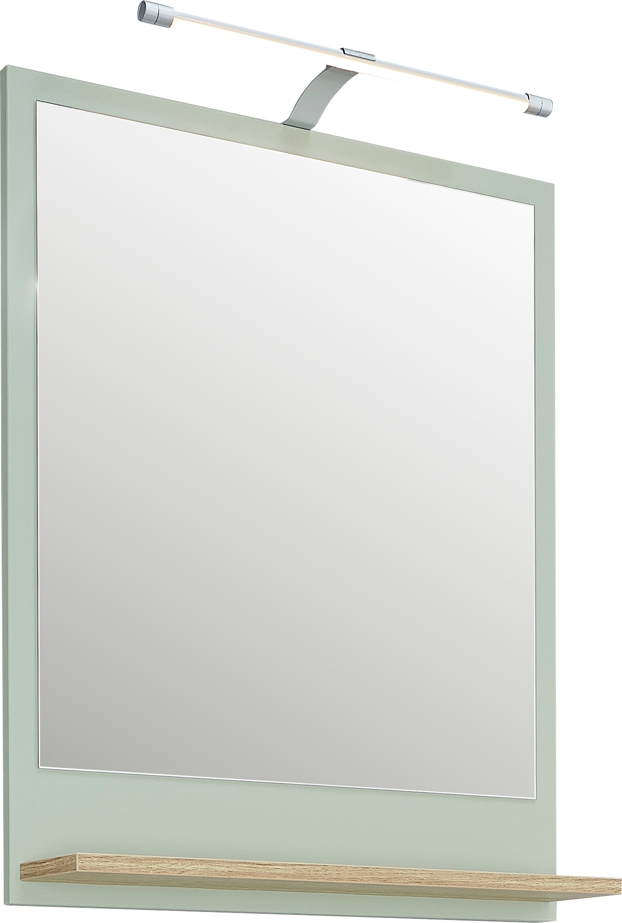 Saphir Badspiegel »Quickset 963 Spiegel mit Ablage, 60 cm breit, 74,5 cm hoch« Flächenspiegel Salbei Nachbildung, Riviera Eiche quer Nachbildung