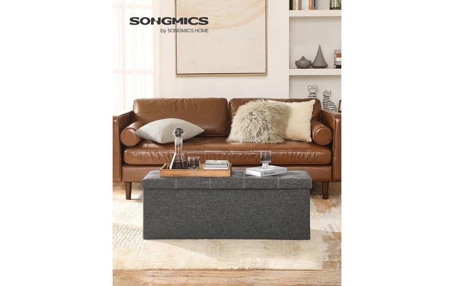 SONGMICS Sitztruhe »mit Aufbewahrung 110 x 38 cm Dunkelgrau«