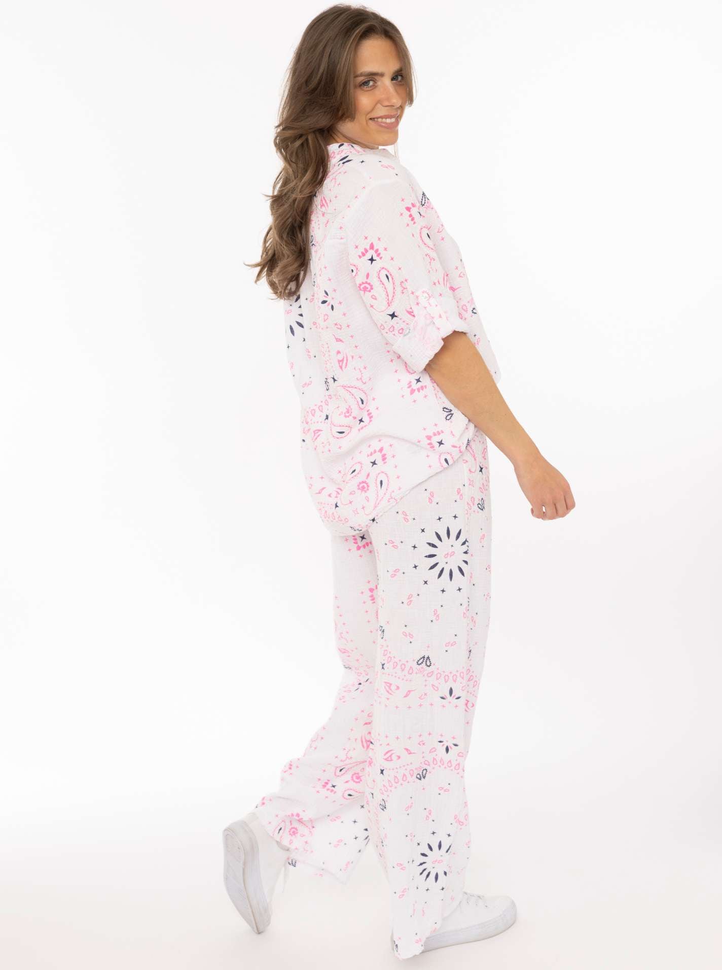 Zwillingsherz Pantalon en tissu »"Paisley Dreams"«  motif paisley, ceinture élastique avec cordon, mousseline