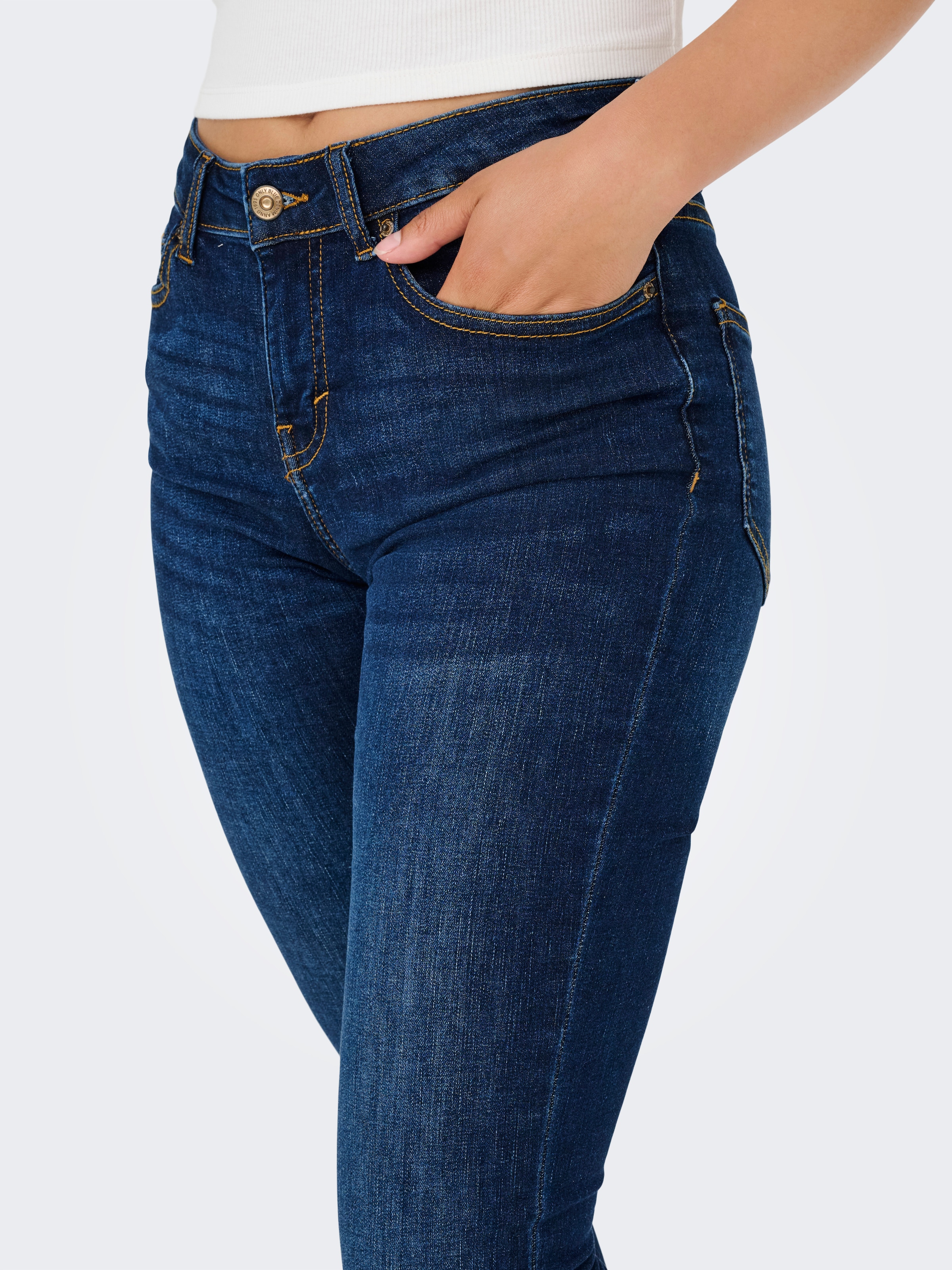ONLY Jeans skinny »ONLAYA MIID WAIST SKINNY DNM BOX« mélange de coton, coupe skinny