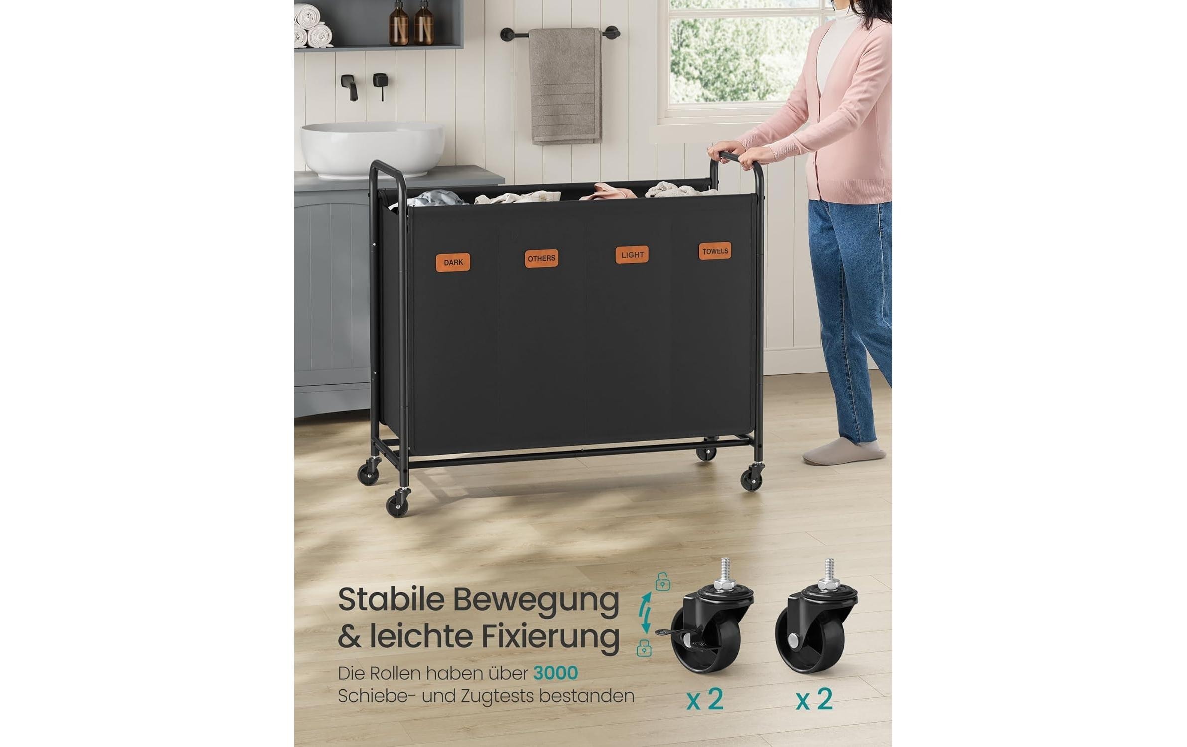 SONGMICS Wäschekorb »mit Rädern 200 l«