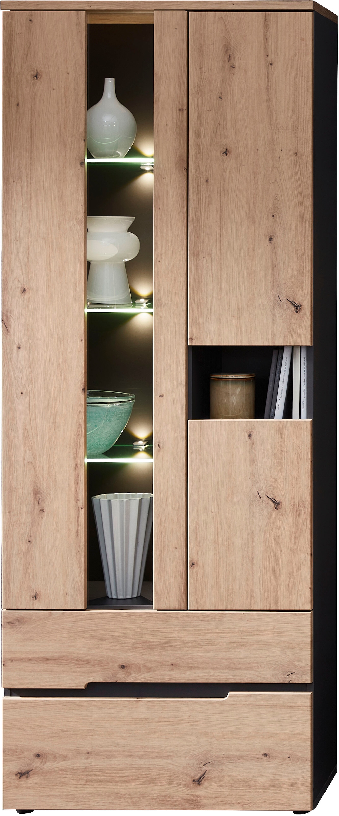 Innostyle Vitrine »Memphis« 1 Stk. tlg. Bicolour Eiche Artisan Absetzung graphit