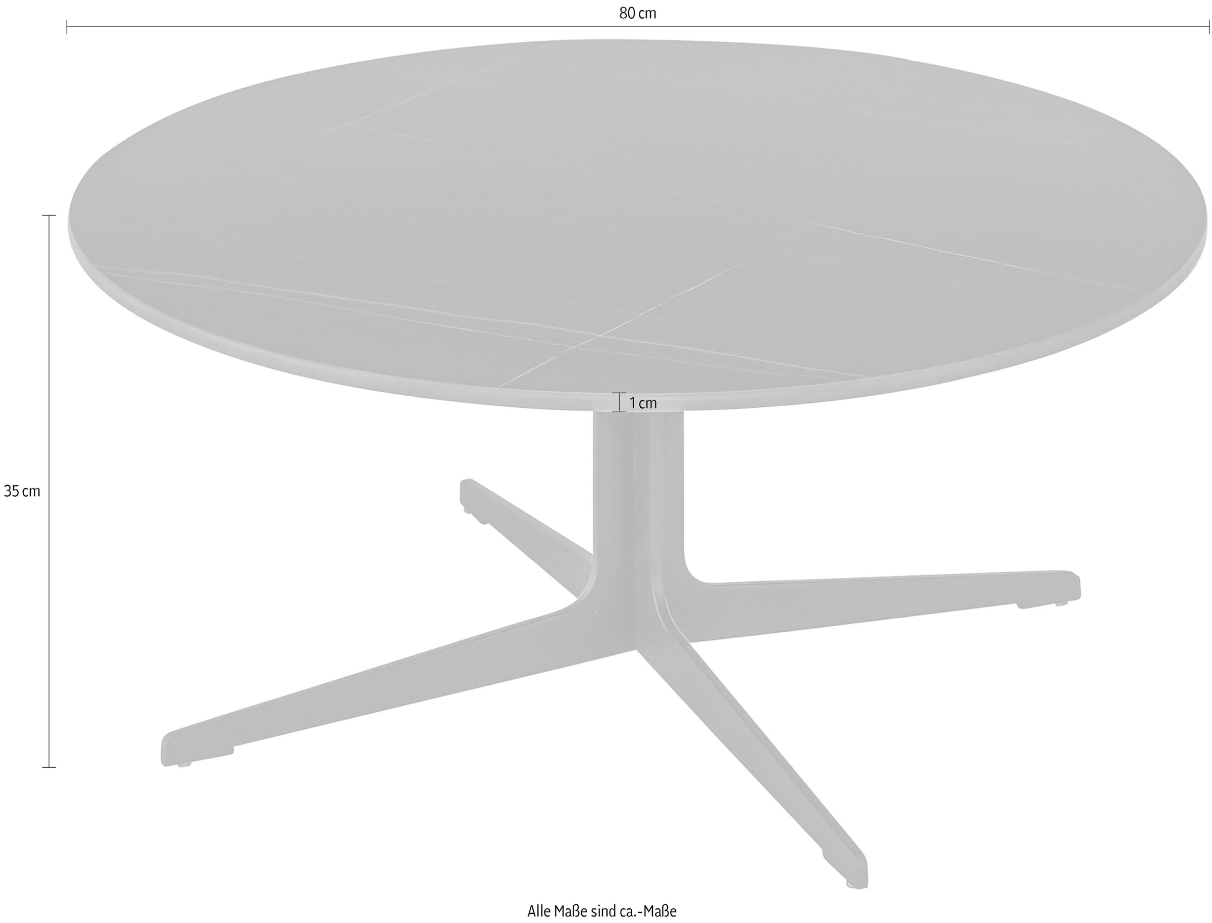 Stolkom Table basse »LENA« rund Keramik Schwarz, Tisch mit Gestell in schwarz