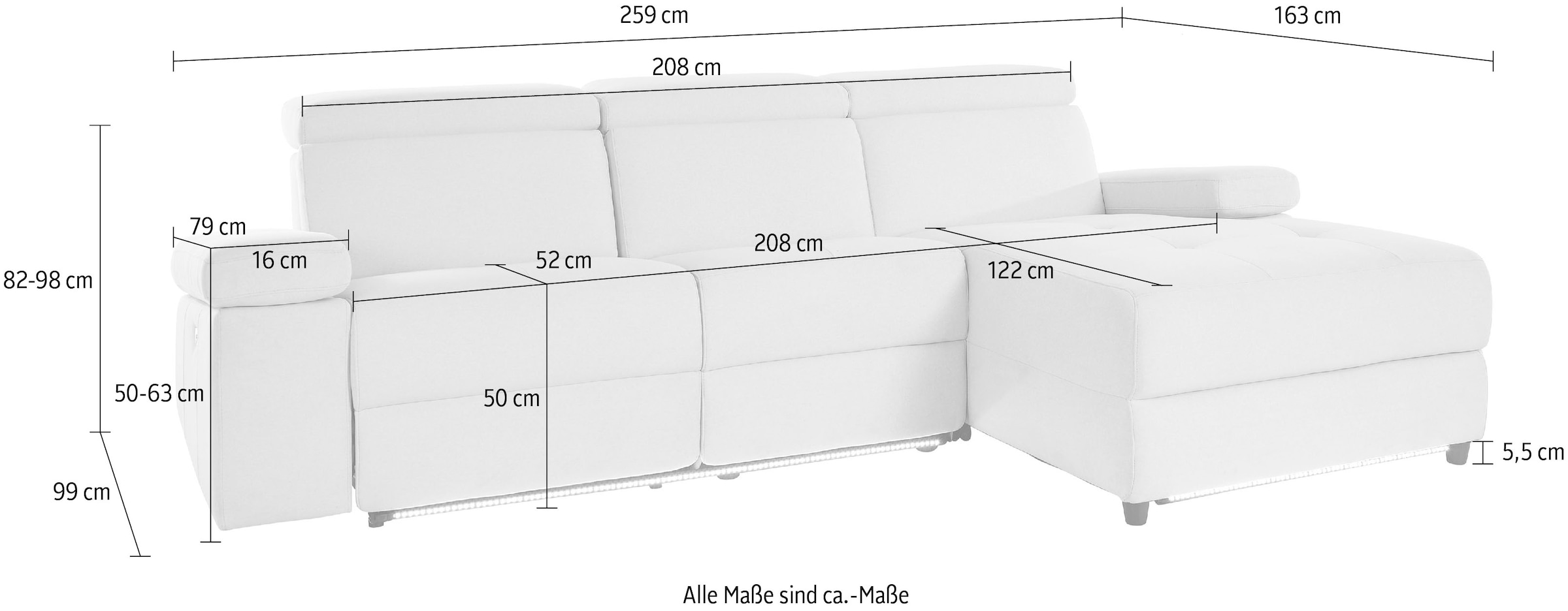 Home affaire »Kilado, L-Form,« mit Relaxfunktion, verstellbarer Armlehne, Kopfteilverstellung
