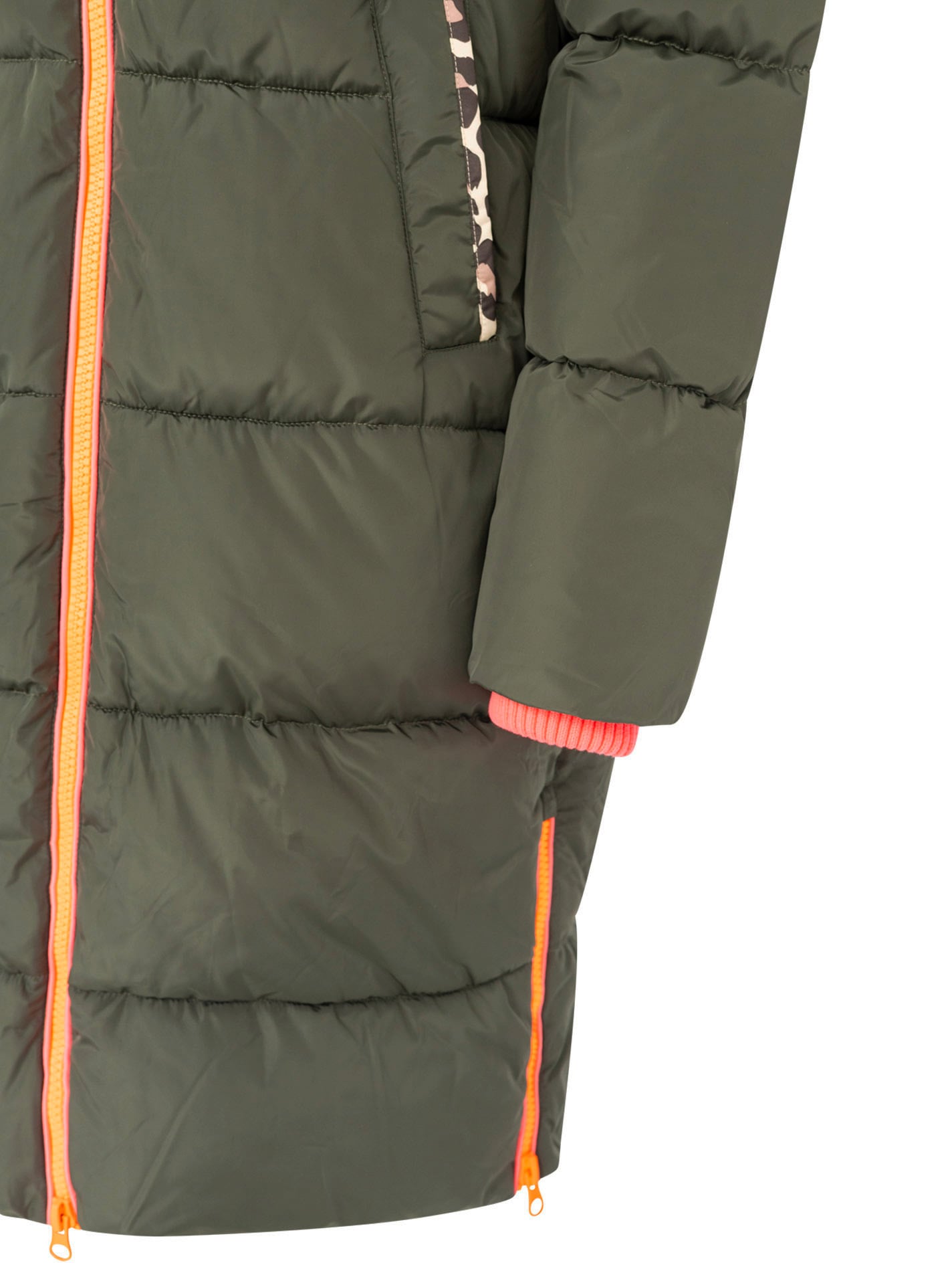 Zwillingsherz Manteau matelassé »„Leo Kapuze“« capuche avec doublure léopard, fermeture éclair, poches, poignets élastiques