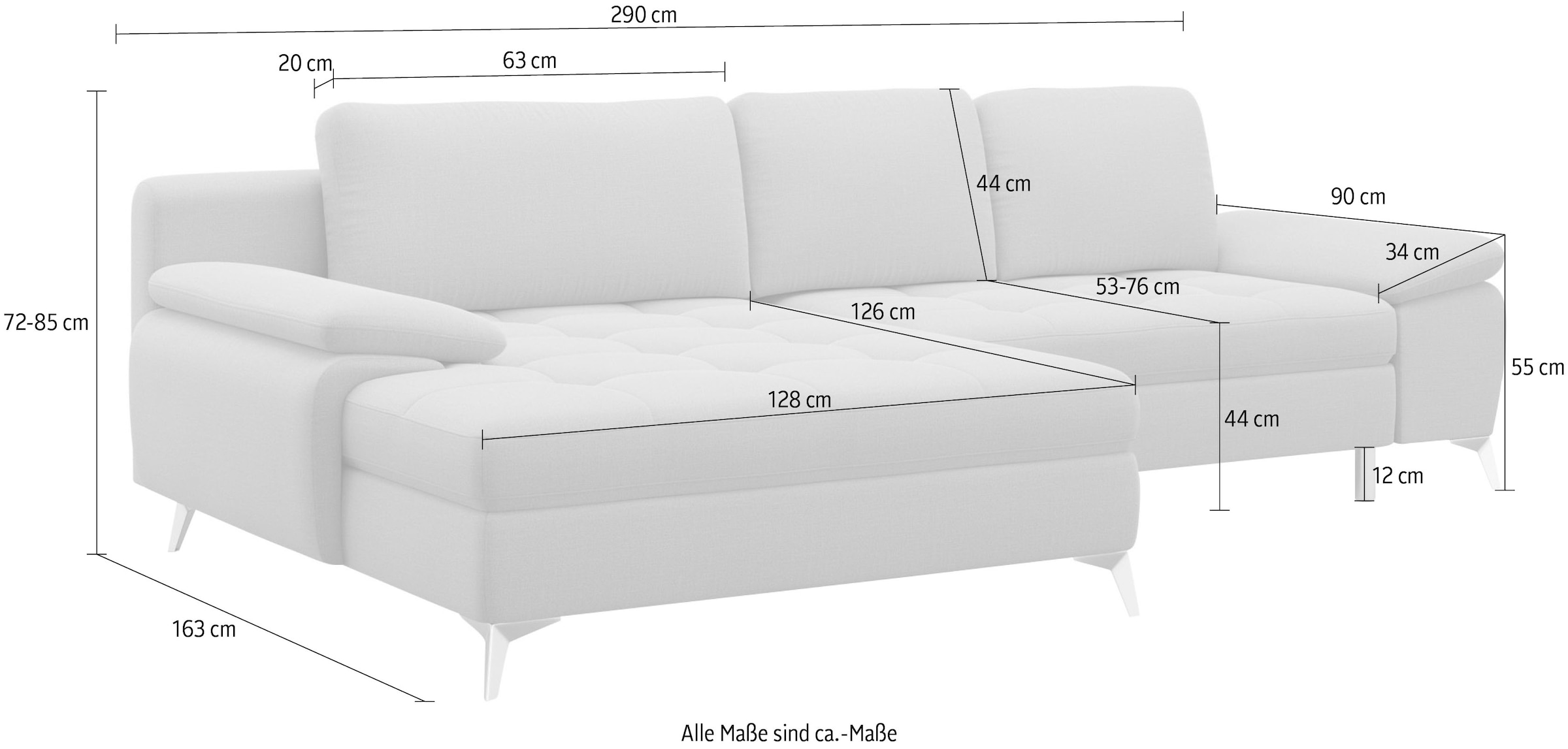 sit&more Ecksofa »Latigo L-Form« mit Mega-Recamiere, wahlweise mit Schlaffunktion und Bettkasten