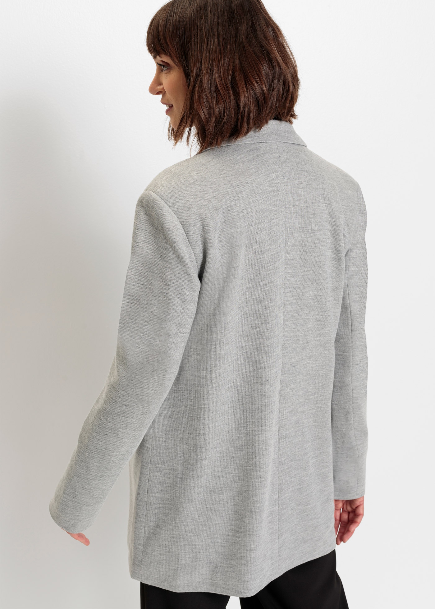 bonprix Jerseyblazer »Langer Jersey-Blazer mit Taschen« 1 mit Reverskragen, lockere Passform, aus Viskose und Polyester