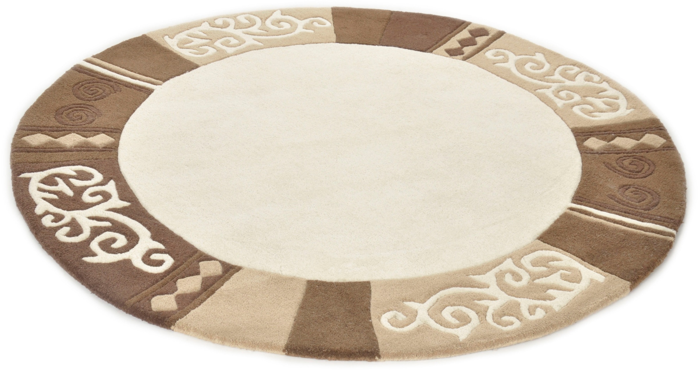 THEKO Wollteppich »Ambadi« rund 14 mm Höhe reine Schurwolle, handgetuftet, mit Bordüre, modern