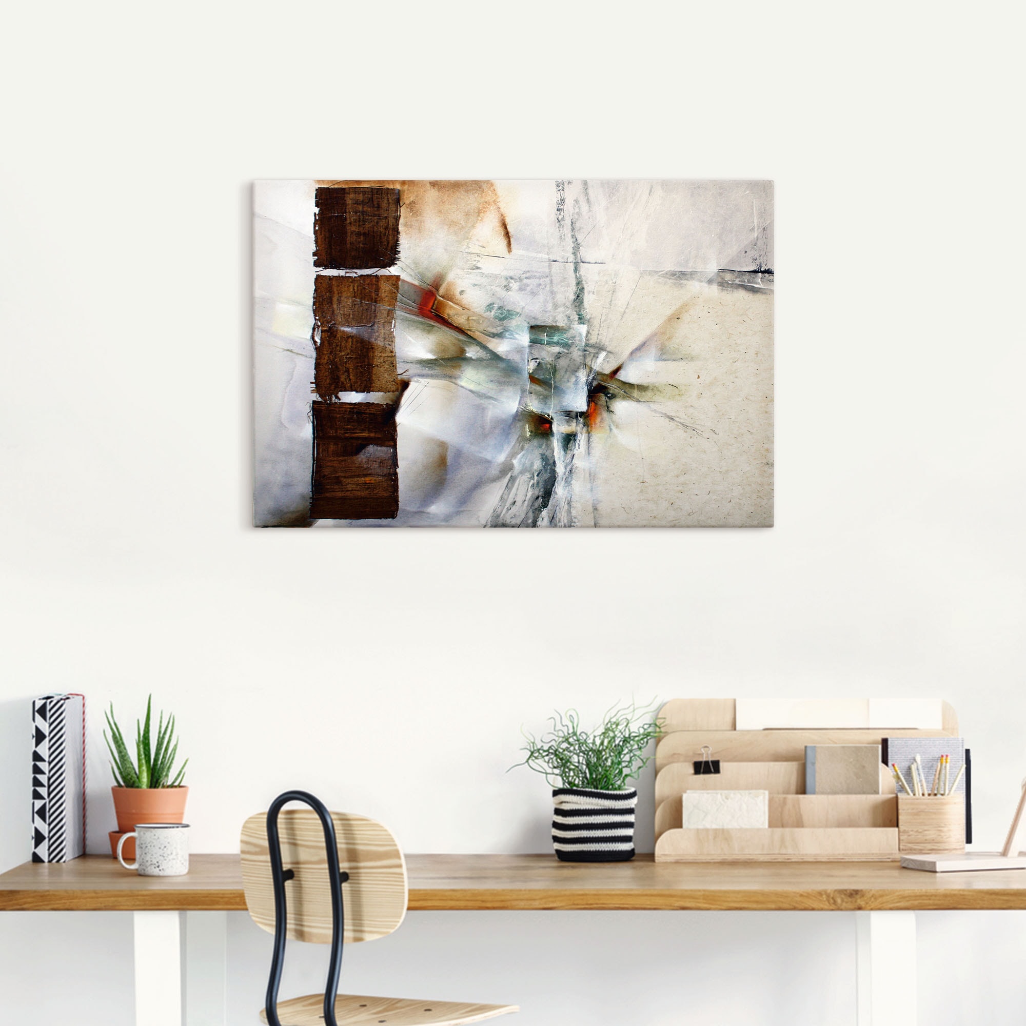 Artland Leinwandbild »Abstrakte Komposition in weiss« Gegenstandslos 1 Stk. tlg. auf Holzrahmen gespannt