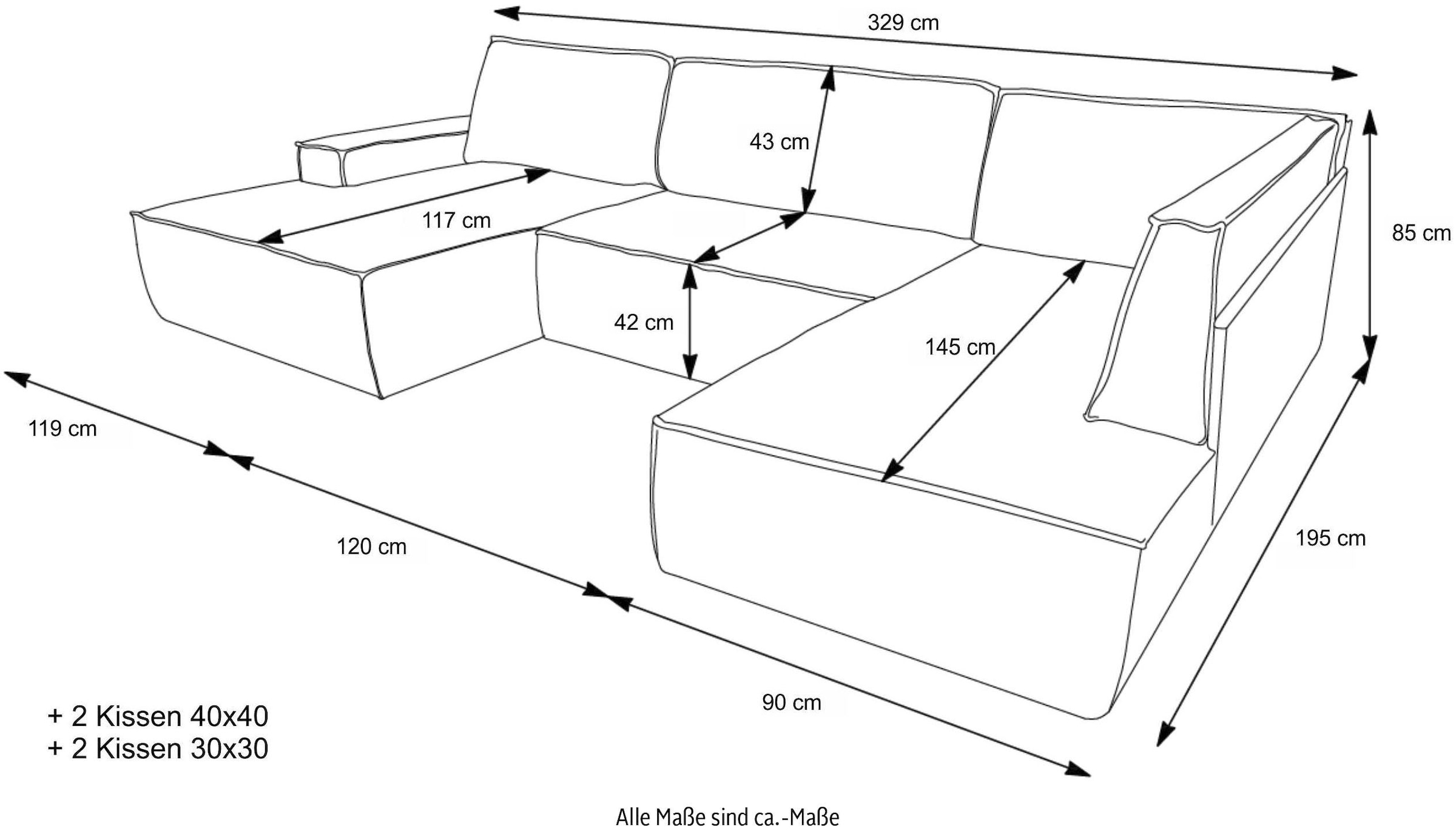 GOODproduct Wohnlandschaft »FINNLEY  Cord U-Form XXL 329 cm - OTTO. Verlässliche Qualität.« Schlafsofa, Bettkasten, in Bouclé, Struktur fein und Mega Cord