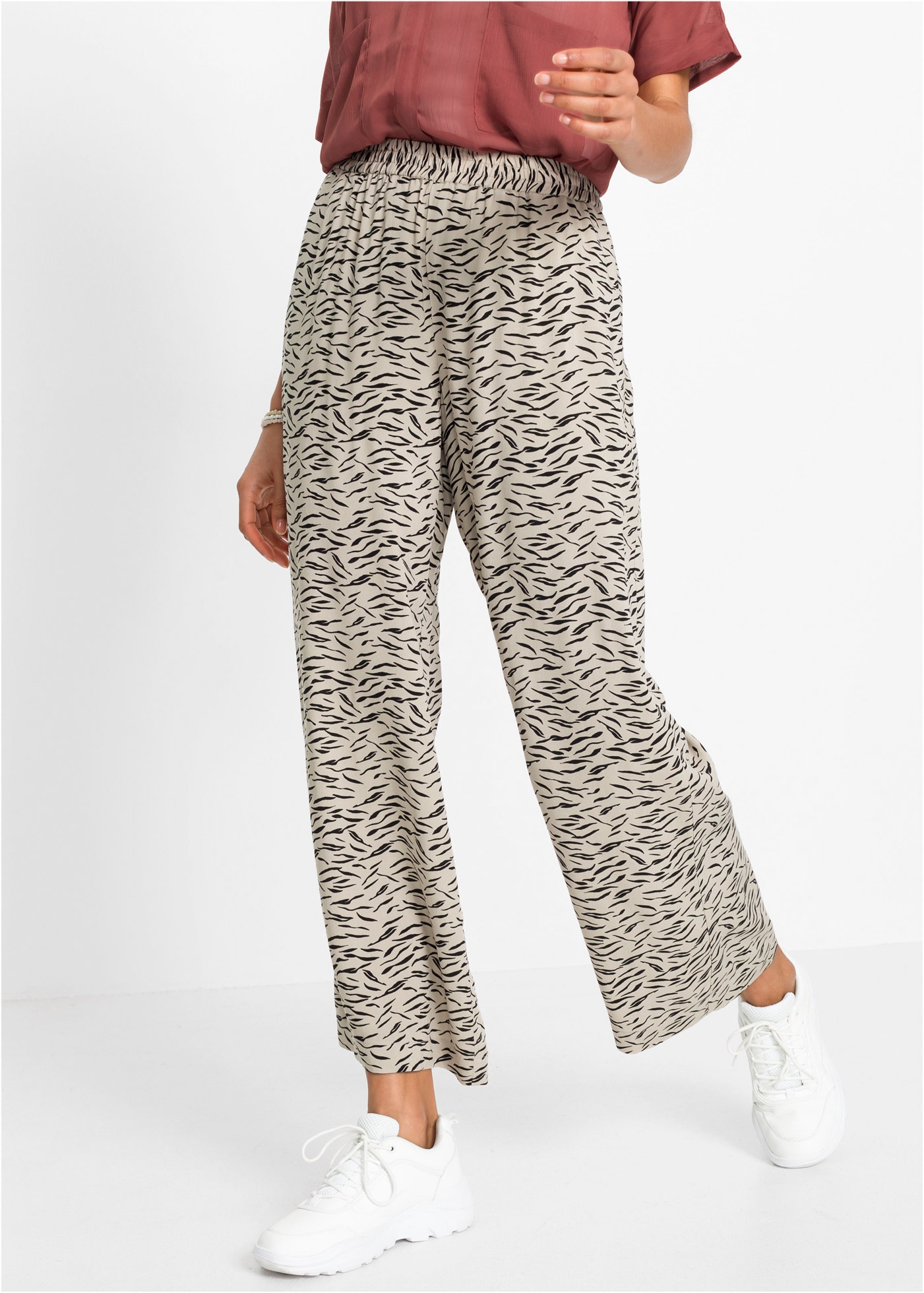 bonprix Pantalon palazzo  aus Viskose, lockere Passform, weiter Bein, casual Stil