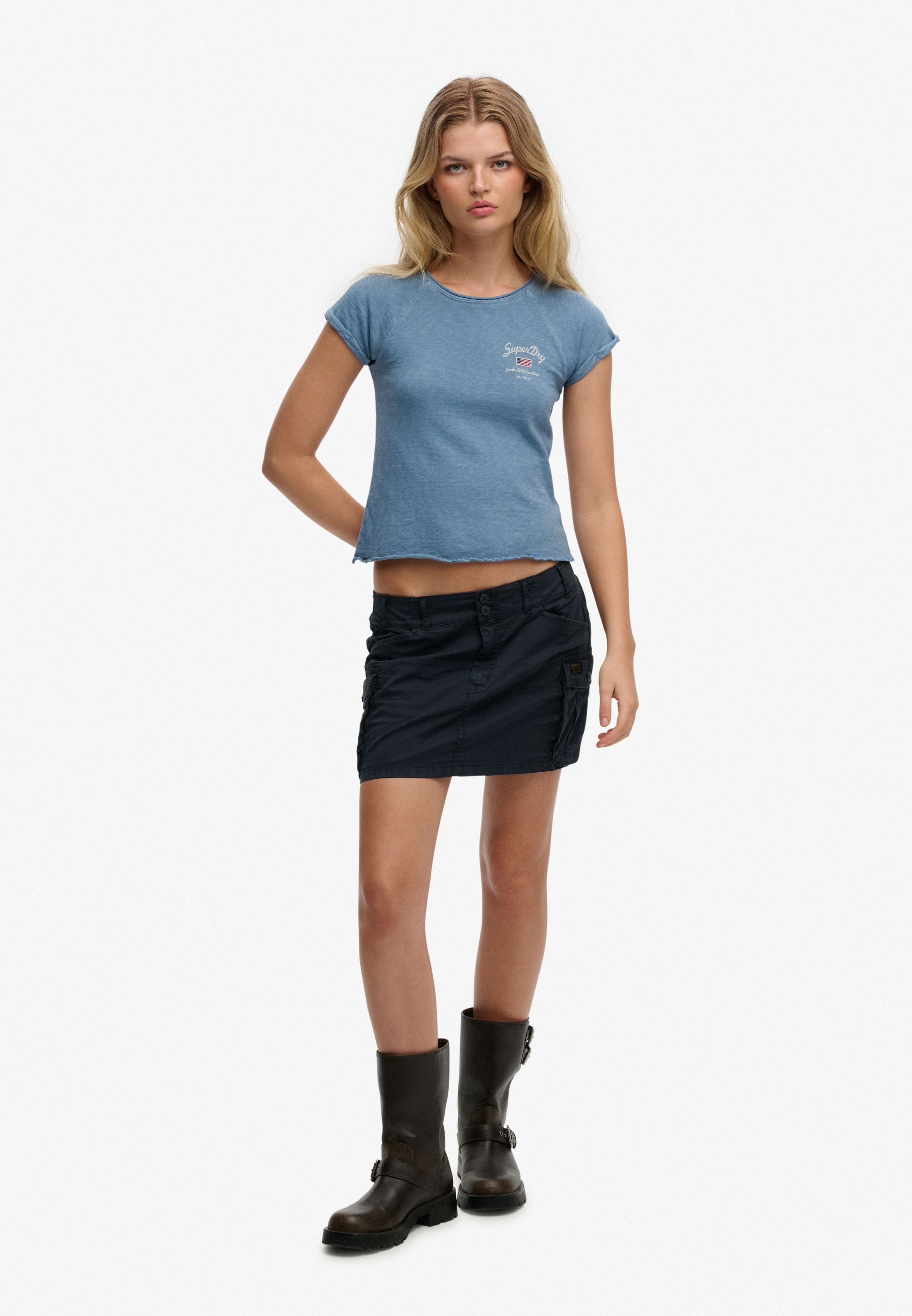 Superdry T-shirt à manches courtes »ATH ESS SLUB GRAPHIC TEE« coton, coupe skinny