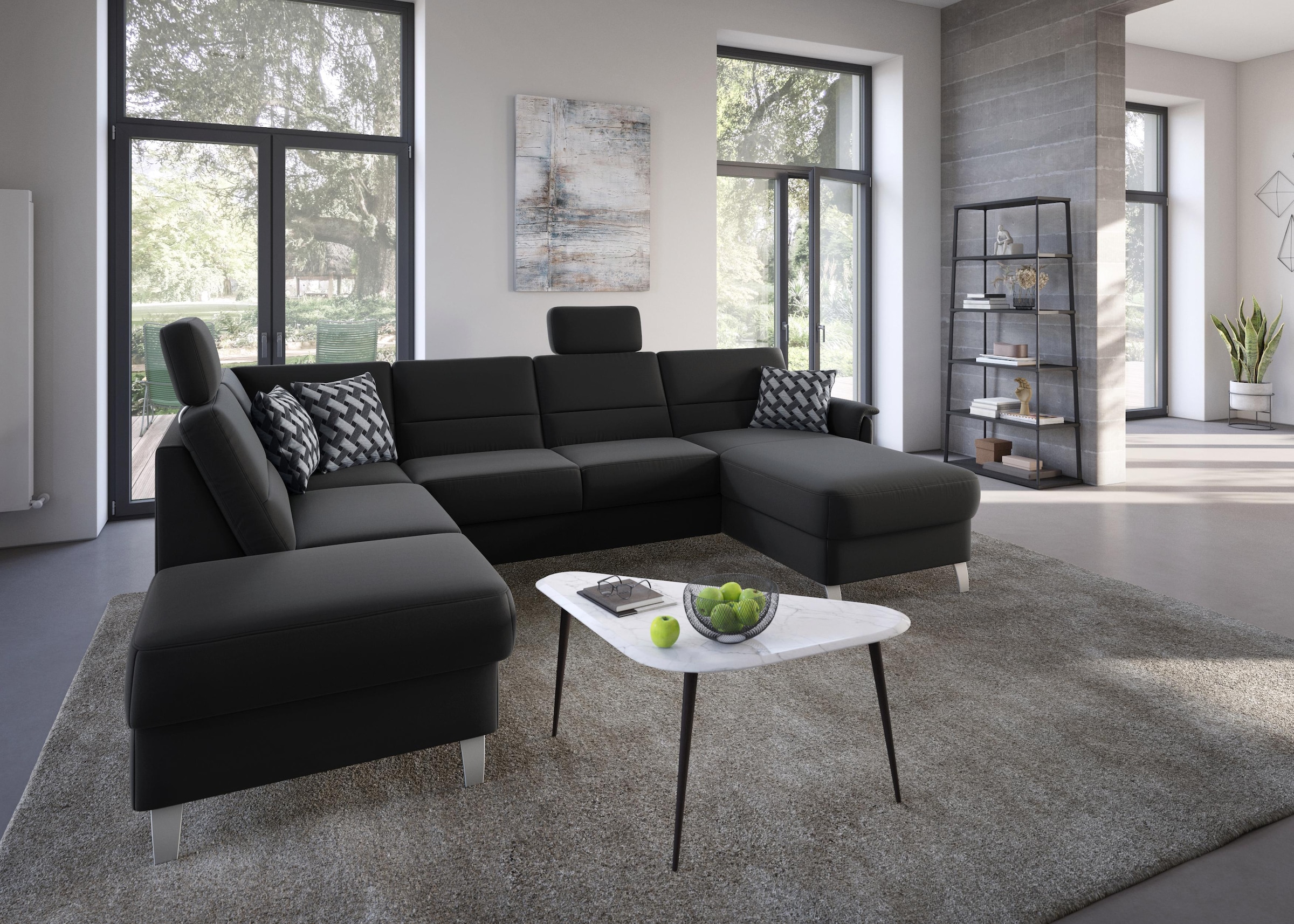 sit&more Wohnlandschaft »Palmera U-Form, B: 308 cm« optional Bettfunktion & Bettkasten, Federkern