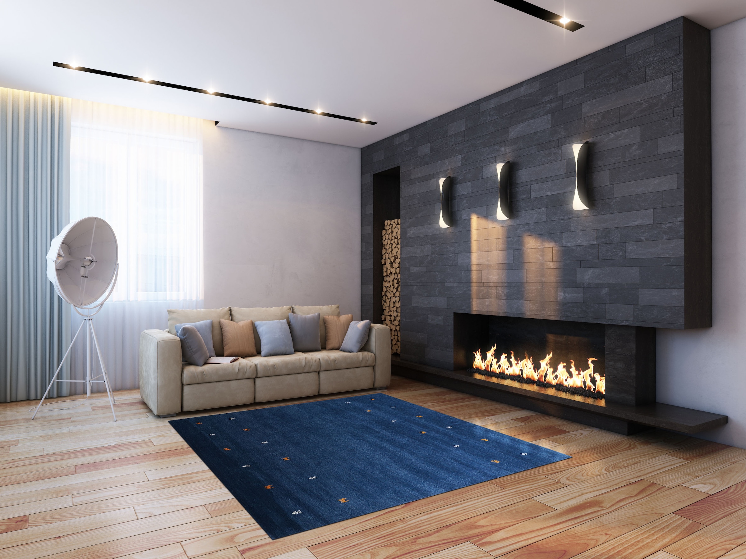 carpetfine Tapis en laine »Gabbeh-Uni« Carré 15 mm Höhe reine Wolle, handgewebt, Gabbeh Loom Tiermotiv, Sonderform Quadrat