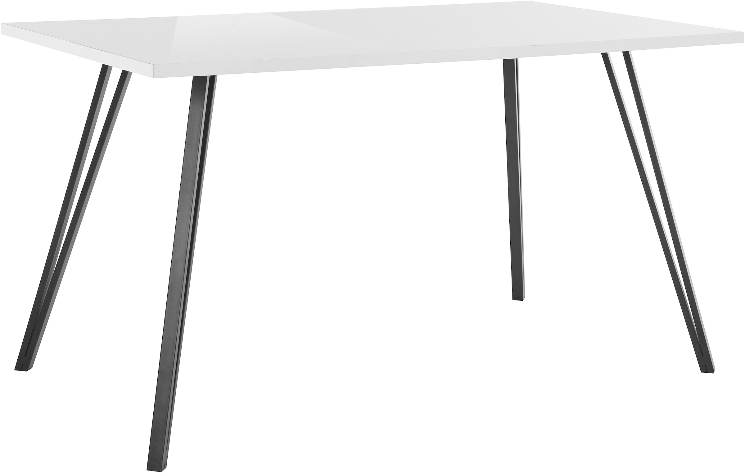 HELA Esstisch »JENN« 1 Stk. tlg. Hochglanz Weiss lackiert; Tischplatte fest; Gestell V-förmig