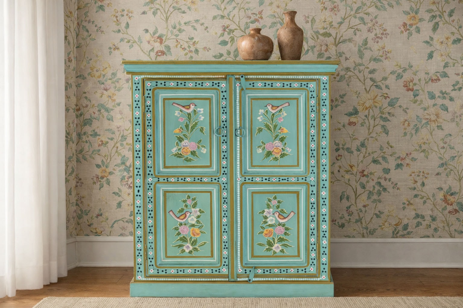 GOODproduct Buffet haut »Prem« mit dekorativen Fräsungen, handbemalt, Unika-Möbel, Breite 87 cm