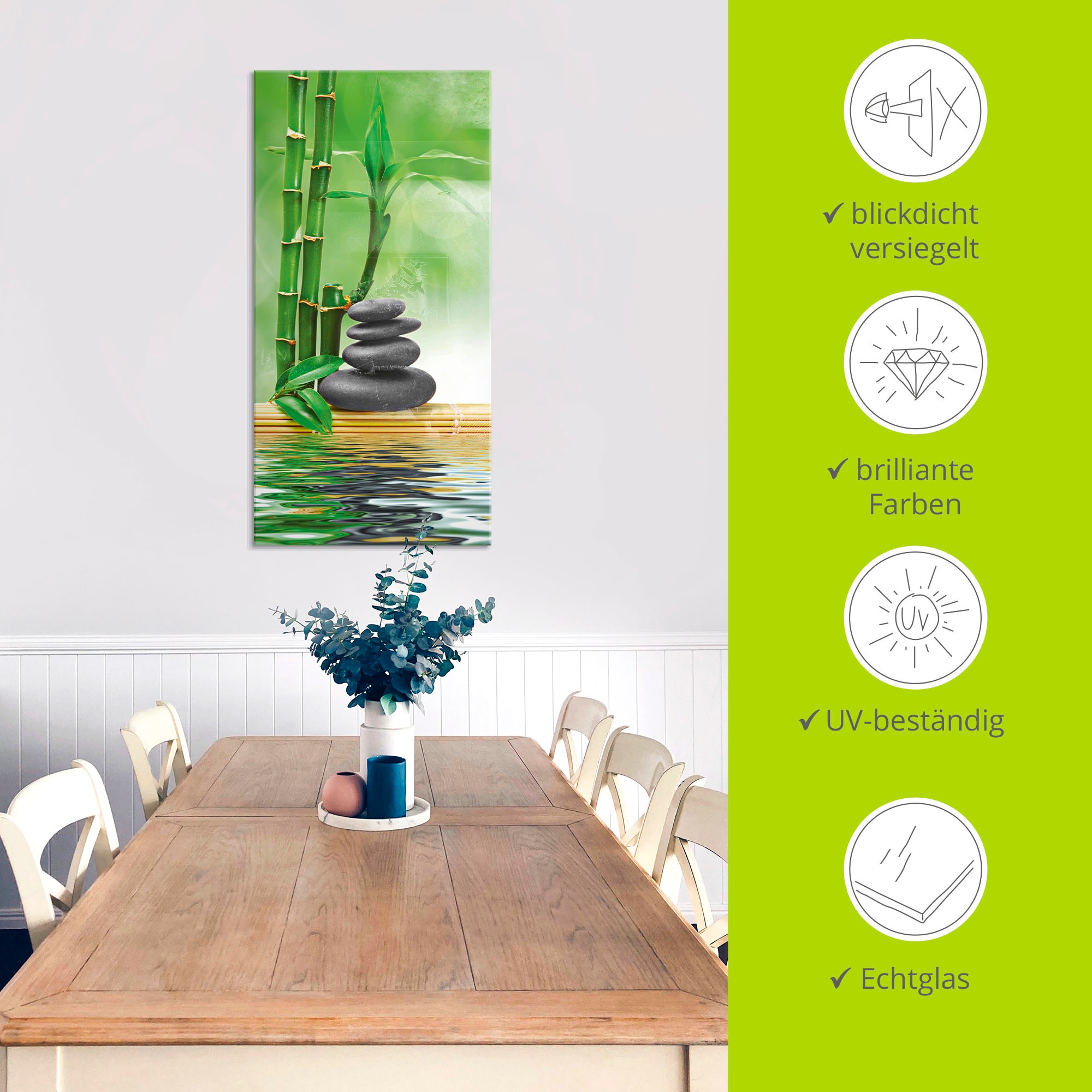 Artland Glasbild »Spa Konzept Zen Basaltsteine« Zen 1 Stk. tlg. in verschiedenen Grössen