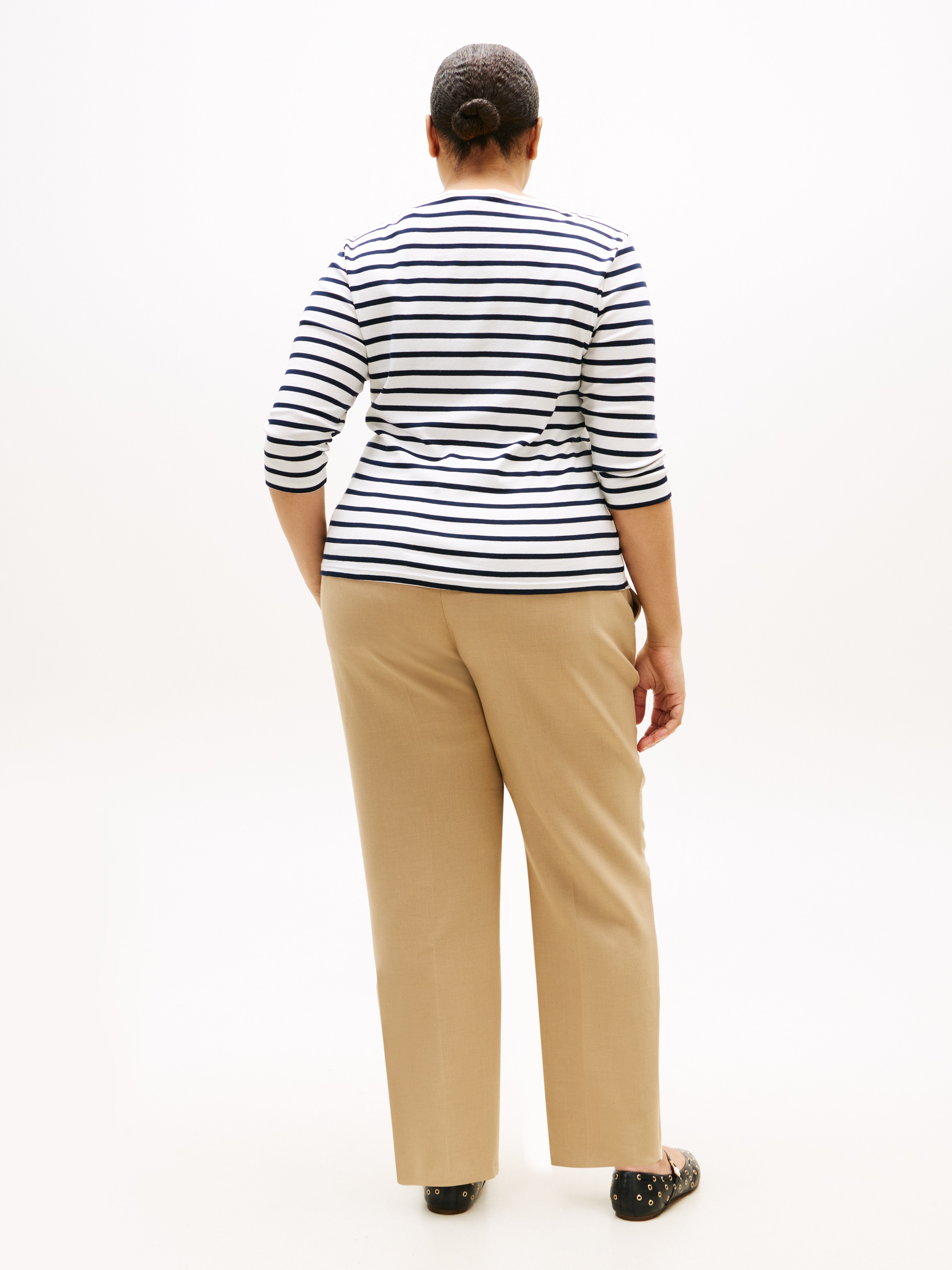 Tommy Hilfiger Curve T-Shirt »CRV SLIM CODY BOAT-NK 3/4SLV« in Grossen Grössen, 3/4 Ärmel, Logostickerei