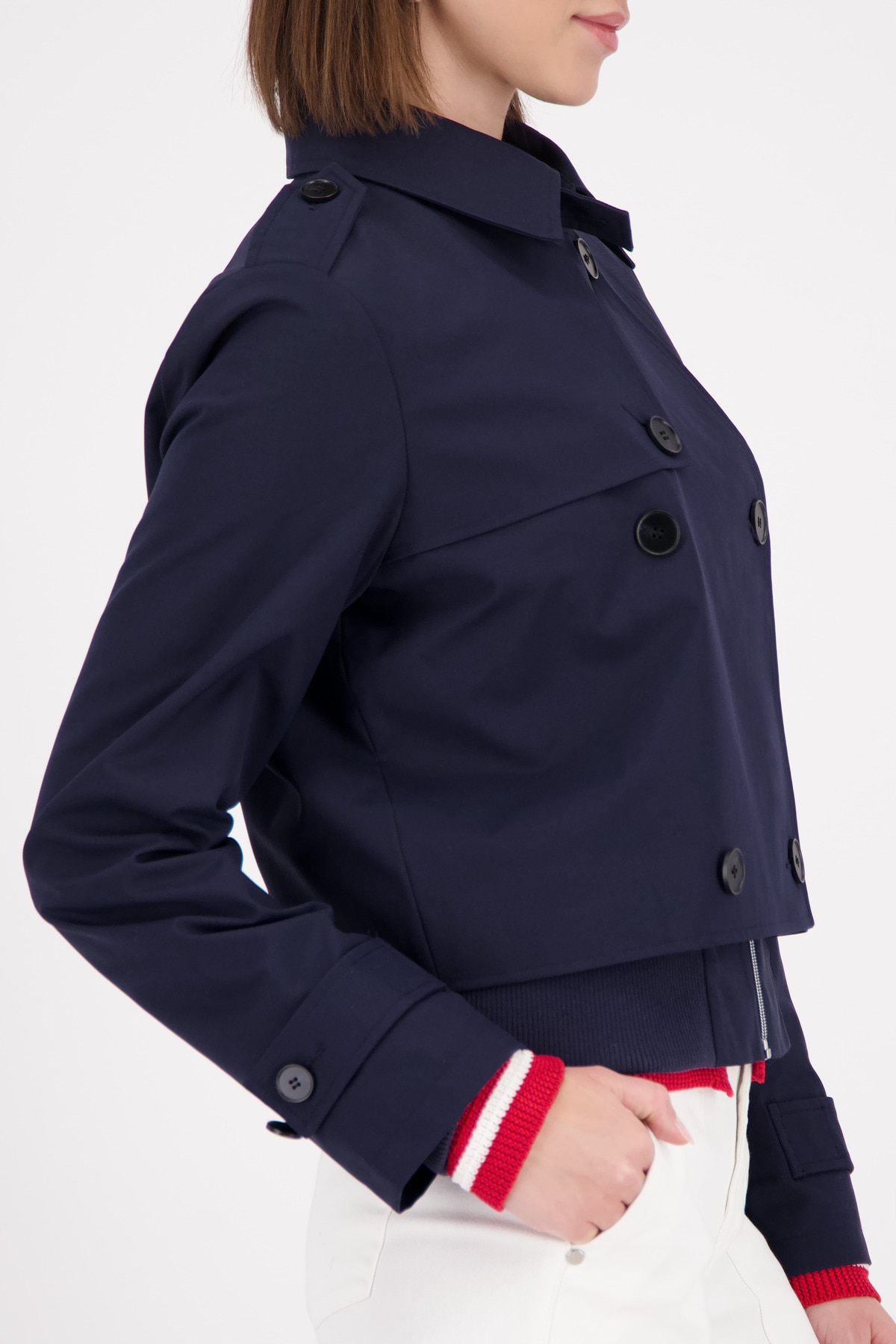 Monari Veste courte »Jacke Trench« ohne Kapuze kurze Form, Regular Fit, typische Schulterklappen