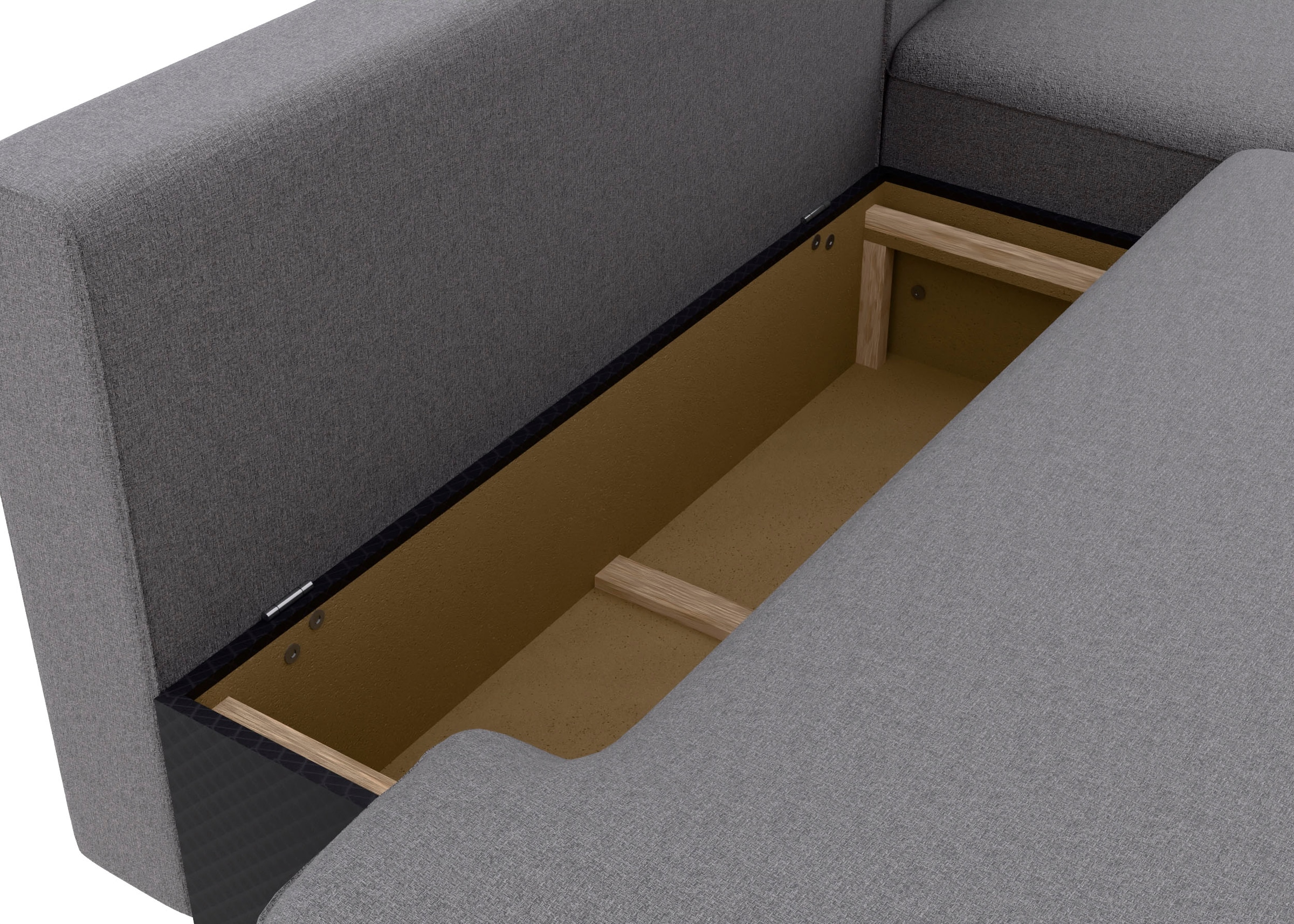 TRENDMANUFAKTUR Ecksofa »Fordon II, Schlafsofa mit Bettkasten, Couch in L-Form, Breite 250 cm« in Struktur LUMOS, 3D-Effekt, anthrazit, Armlehne rechts