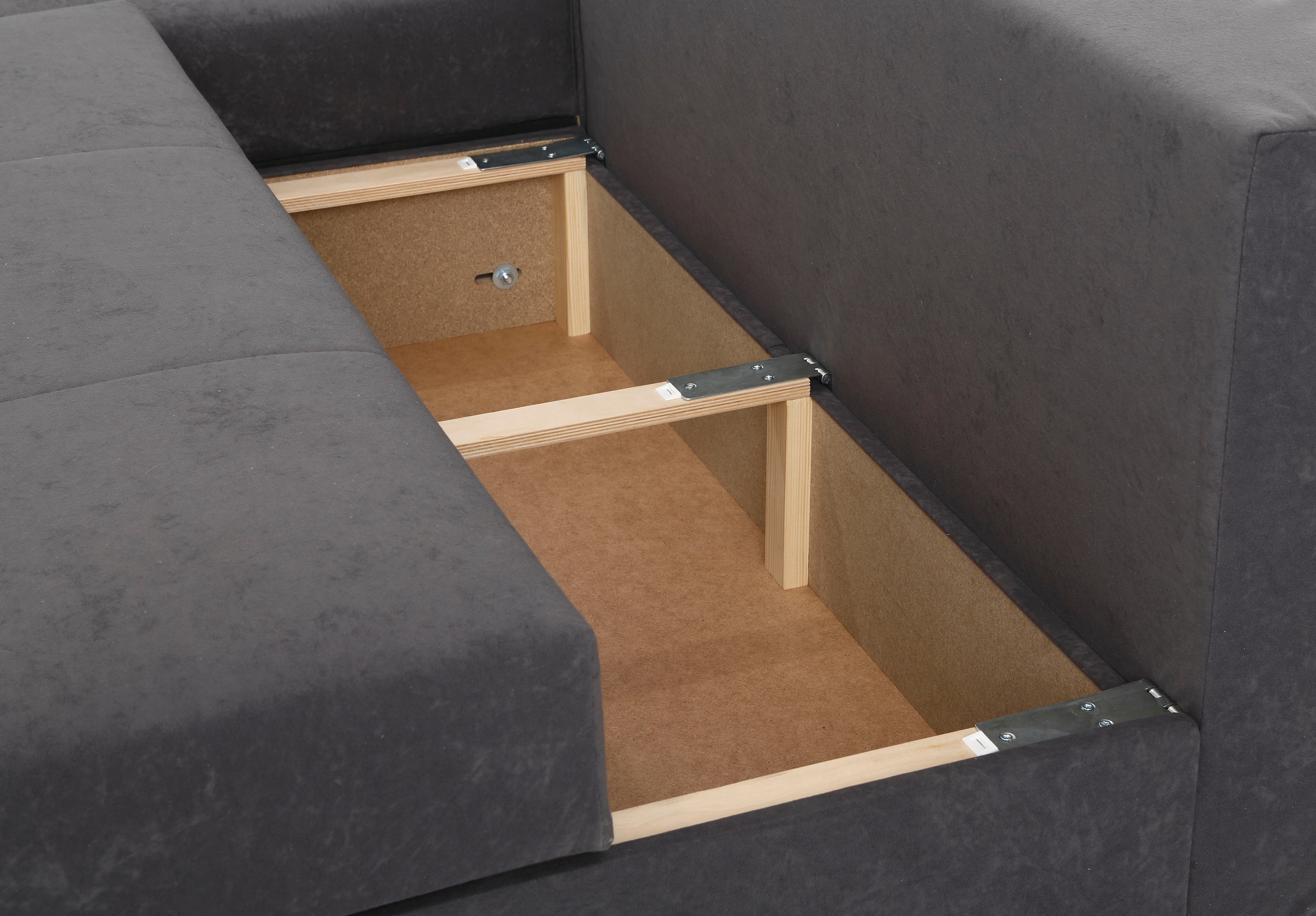 Home affaire Canapé d'angle »Italia L-Form« mit Bettfunktion und Bettkasten, Federkern-Polsterung