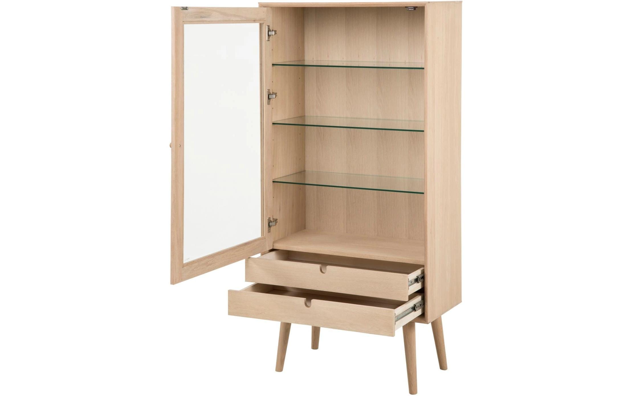 AC Design Vitrine »Century 72 x 36 x 143.2 cm« Elegante Vitrine mit Glaseinsatz und Schubladen in pigmentierter Eiche