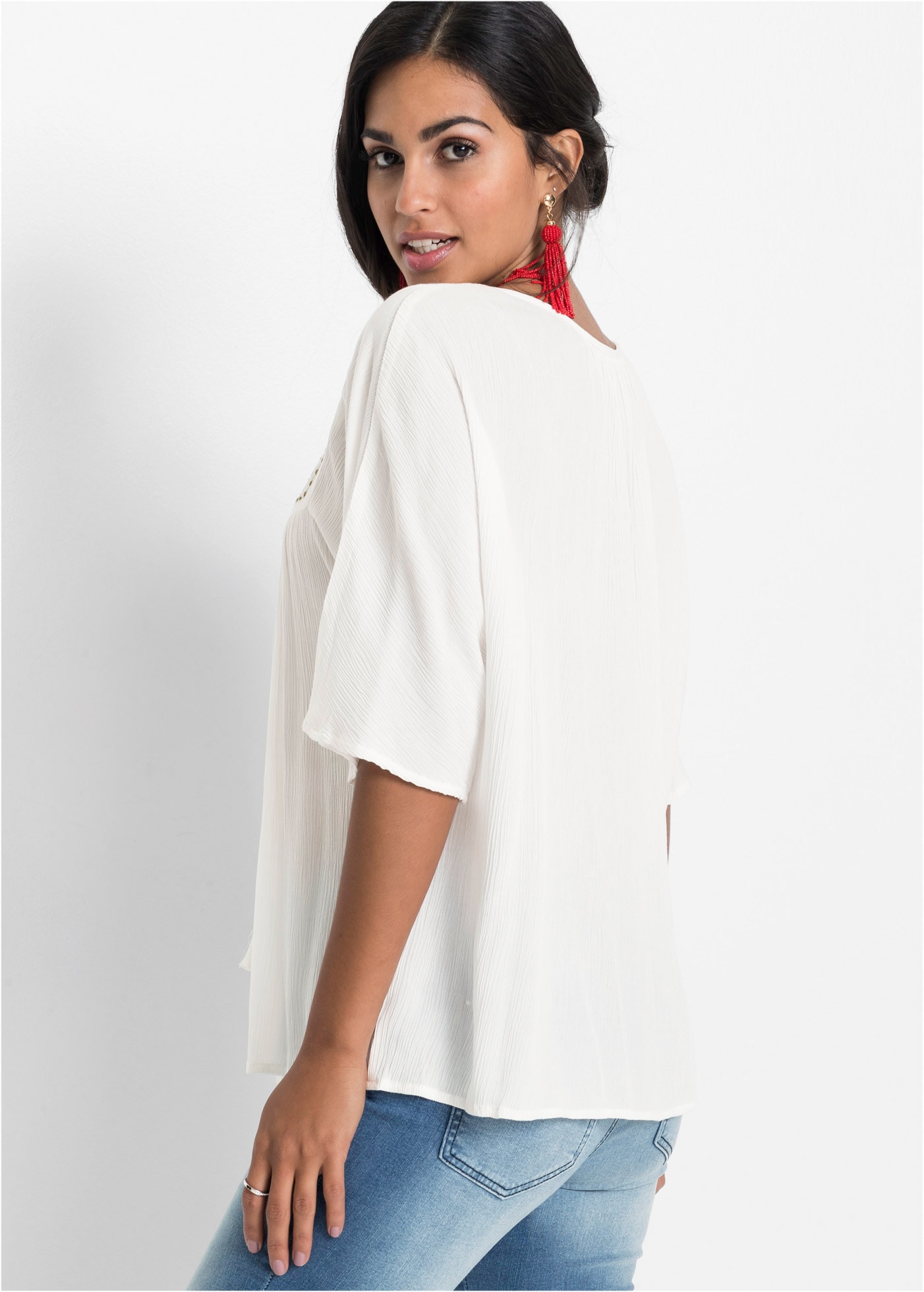 bonprix Tunique Casual Stil, A-Linie Passform, Kurzarm-Design, mit Stickerei