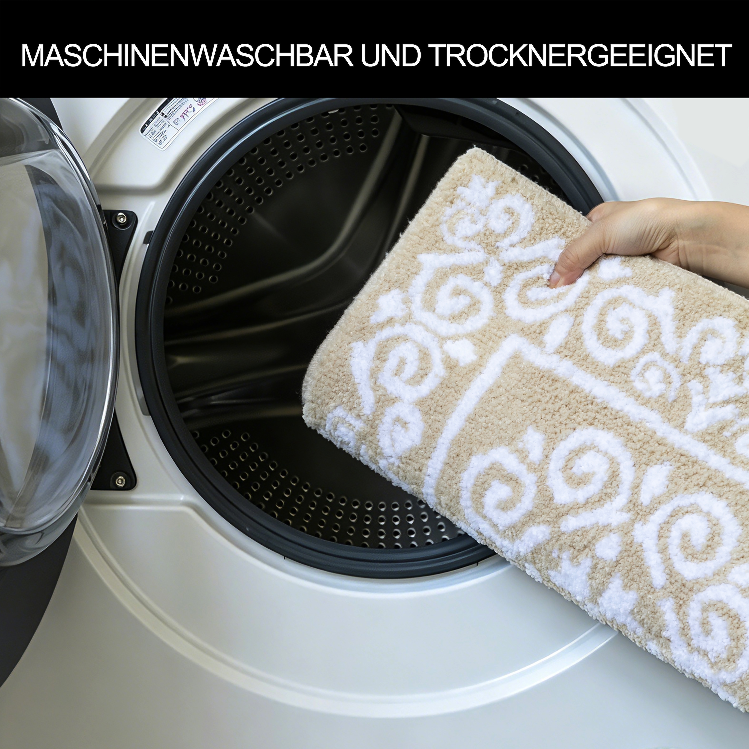 GOODproduct Tapis de bain »Dafna, Badteppich, Badvorleger, Badezimmer Teppich« Höhe 12 mm revêtement antidérapant Séchage rapide | compatible chauffage au sol style orientale, design vintage